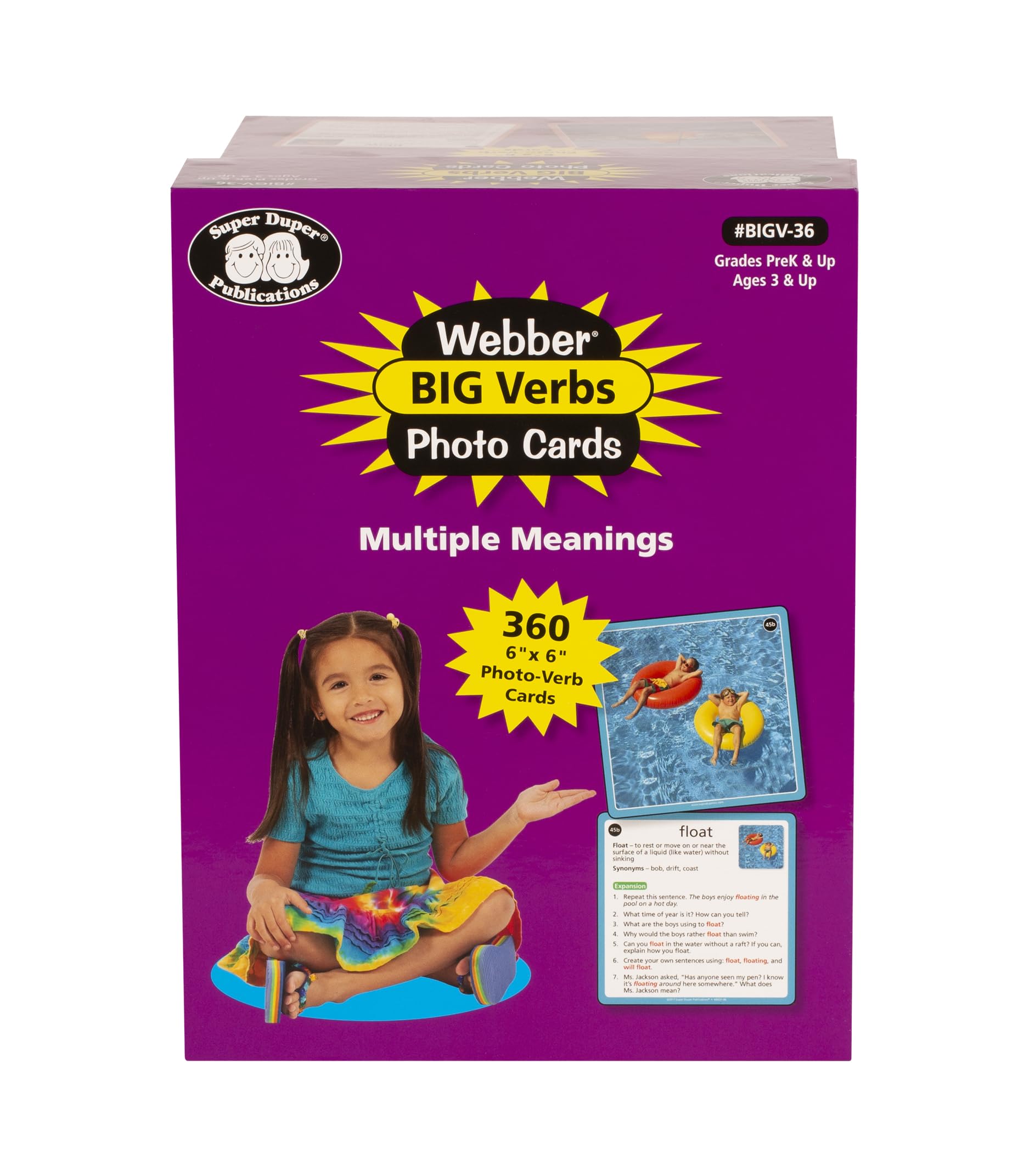 Webber® Big Verbs Vocabulary and Grammar Photo Flash Cards | Educational Learning Resource for Kids | Speech Therapy & ESL Classroom Activities
