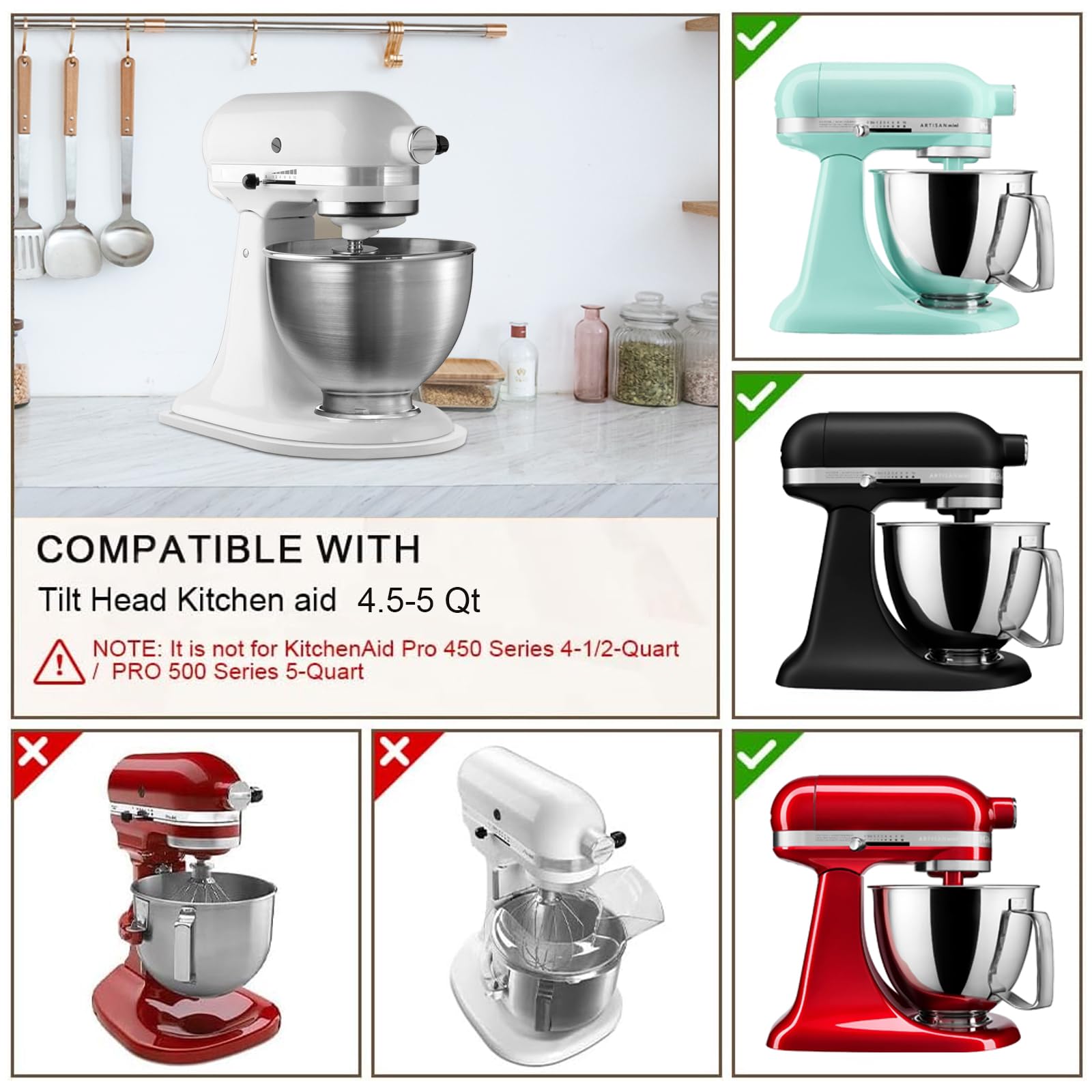 KitchenAid 4.5-5 Qt Bamboo Mixer Slider - Appliance Sliding Tray for Tilt Head Stand Mixer, Countertop Storage Mover, Easy Access & Space-Saving Solution for White KitchenAid Mixers, Perfect for Baking & Cooking