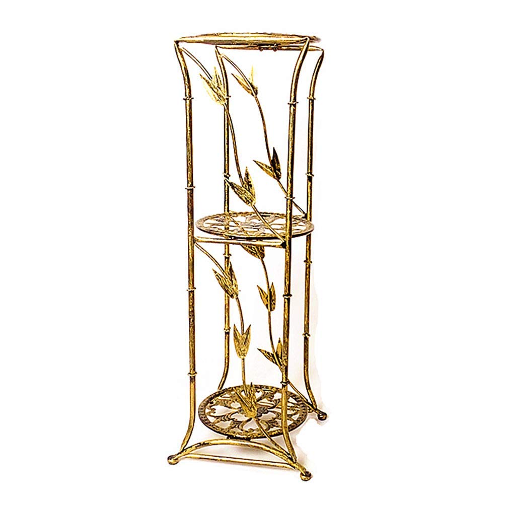LRZS Chinese Classical Iron Flower Stand - Multi-Layer Floor Plant Shelf for Living Room, Balcony & Garden Decor - Vintage Style Flower Pot Rack (Large Size) - Perfect for Home Decor, Indoor Plants & Outdoor Gardening