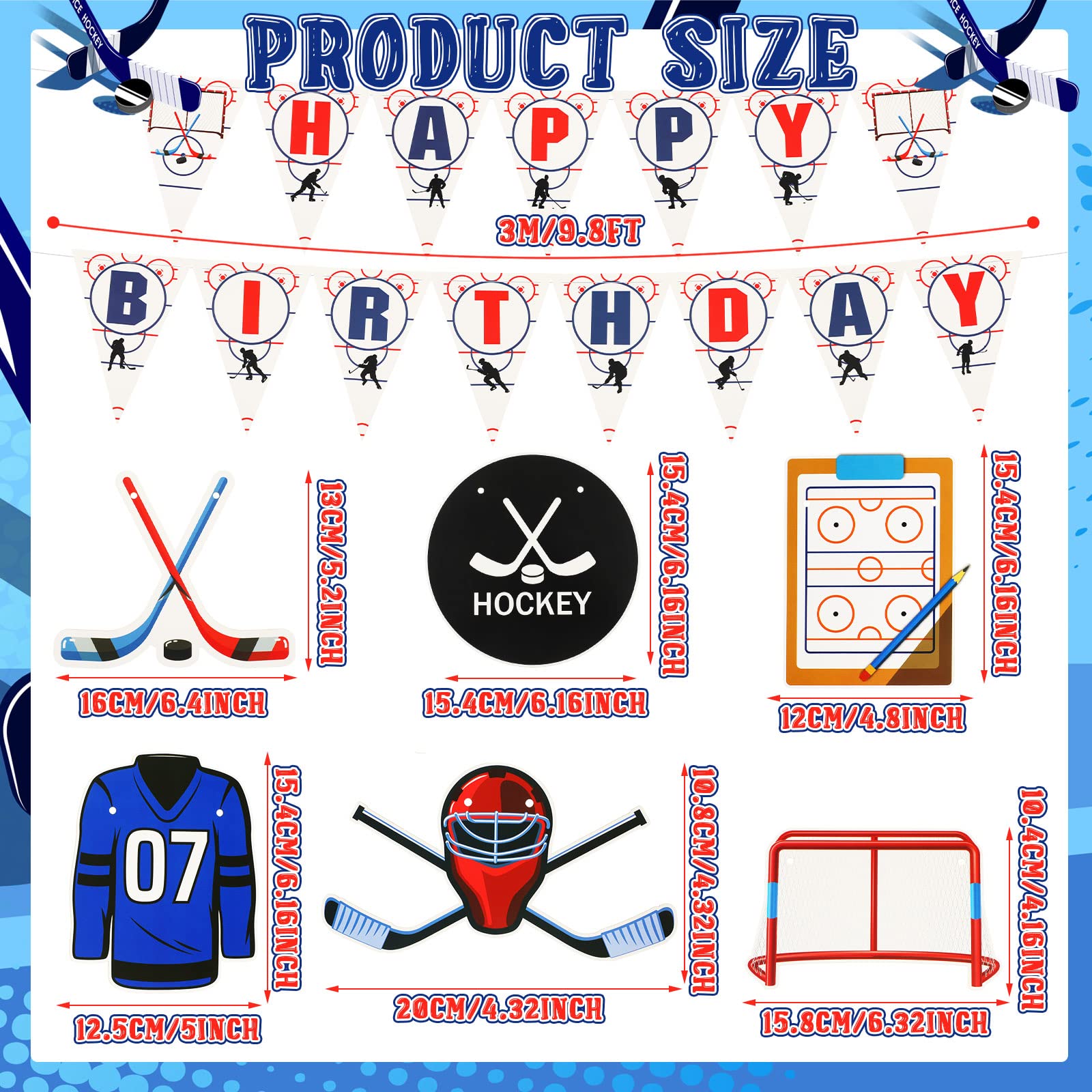 Outus 5-Piece Ice Hockey Birthday Banner Set - Hockey Party Decorations for Fans - Perfect for Birthday Parties, Sports Themed Events & Hockey Fan Celebrations