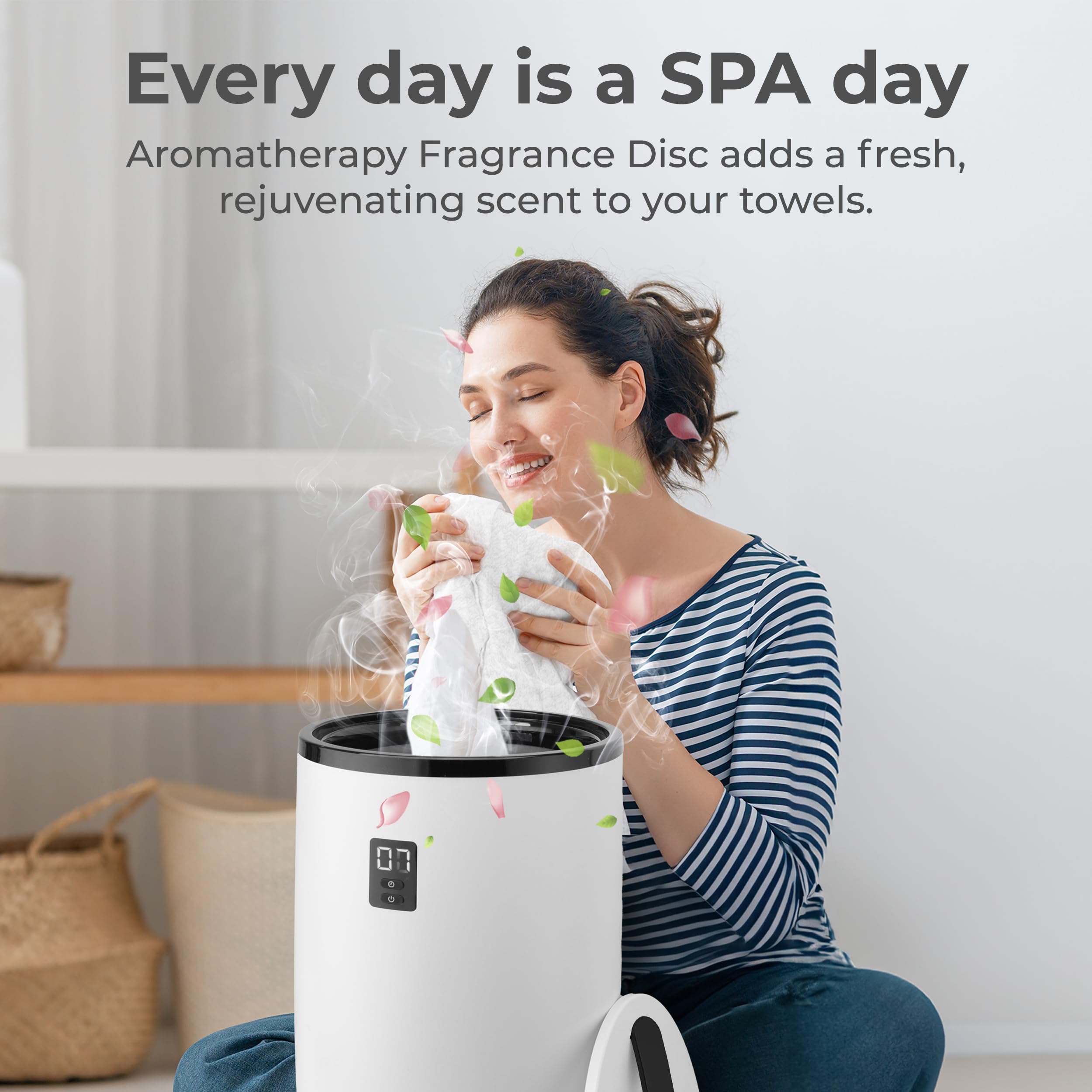 SereneLife Luxury Electric Towel Warmer Bucket with Auto Shut Off - Spa & Bathroom Heated Towel Holder for Large Towels, Blankets, Robes & Pajamas - Perfect Gift for Women & Men - Black (Ideal for Home Spa, Hotels & Relaxation)