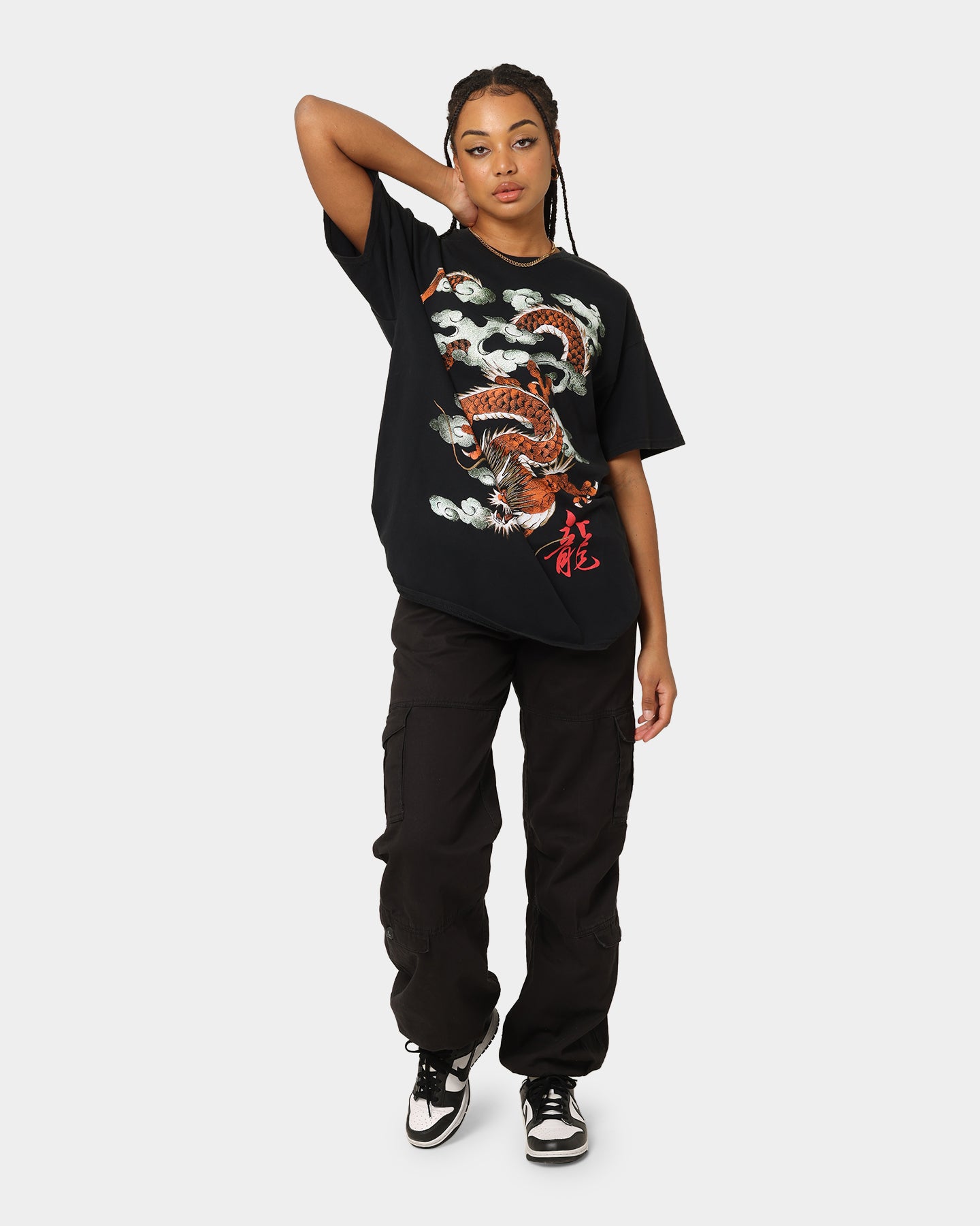 Vintage Ryu Dragon Graphic T-Shirt - Washed Black Retro Streetwear Tee for Men & Women - Perfect for Casual Wear, Gaming Events, and Anime Conventions