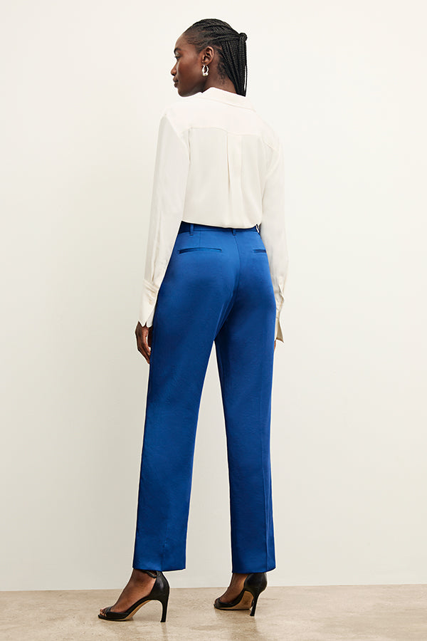 Smith Pant - Everyday Satin Pants for Women in Sapphire Blue | Comfortable Lounge & Sleepwear | Perfect for Yoga, Relaxing at Home & Travel