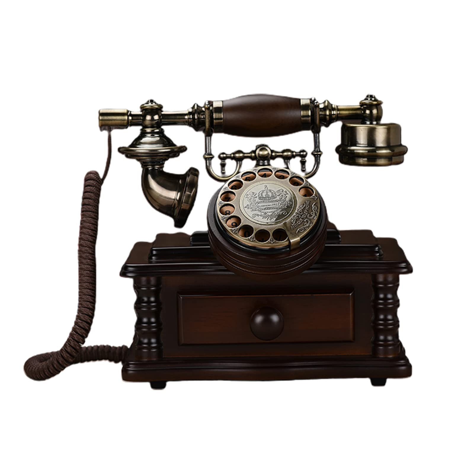 Vintage Rotary Dial Telephone - Retro Corded Desk Phone for Home, Office & Hotel Decor - Classic Coffee Color - Perfect for Vintage Themed Rooms, Offices & Hospitality Spaces