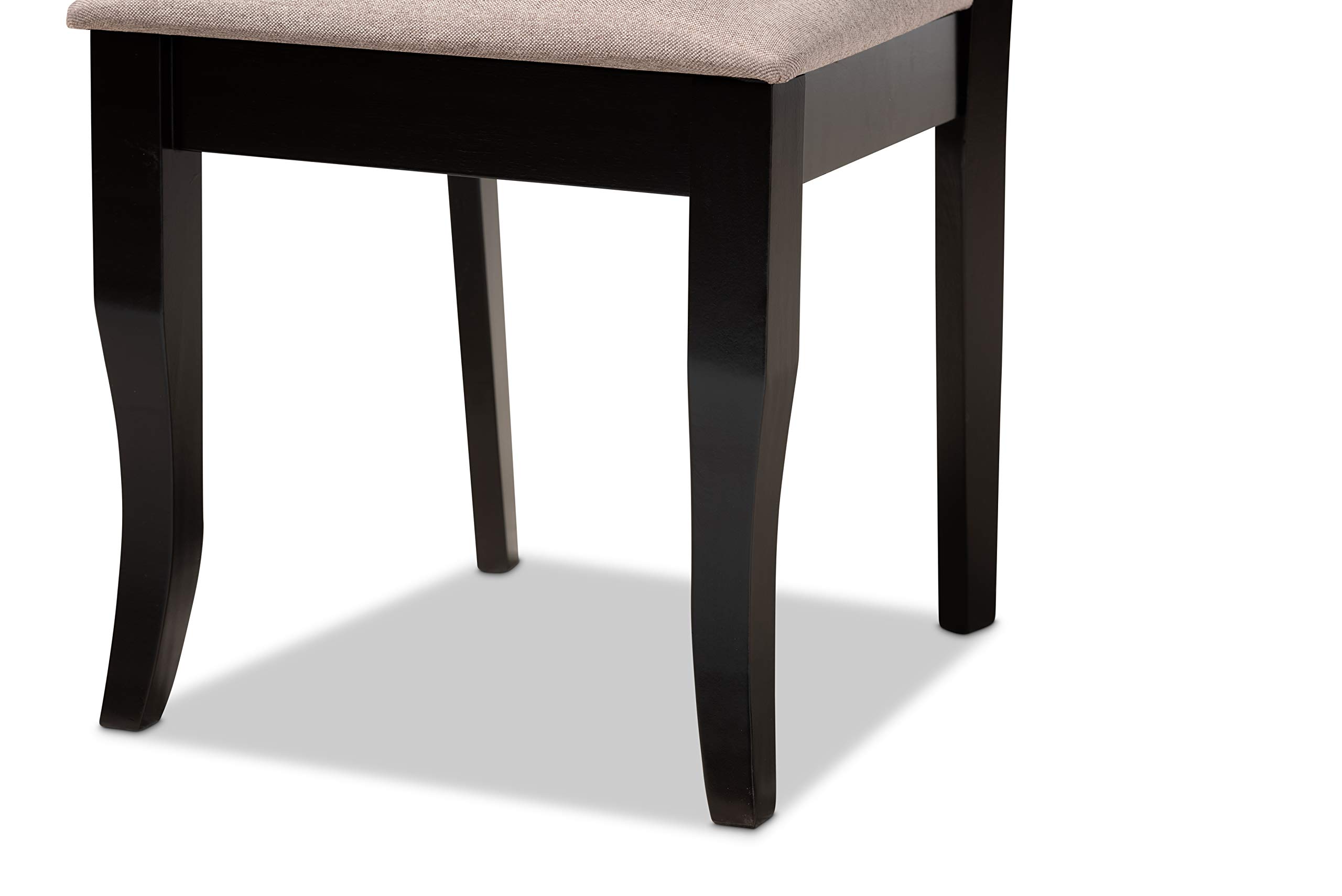 Baxton Studio Mael Dining Chair Set - 2-Piece Upholstered Sand Fabric Chairs with Espresso Brown Wood Finish | Perfect for Kitchen, Dining Room & Breakfast Nook