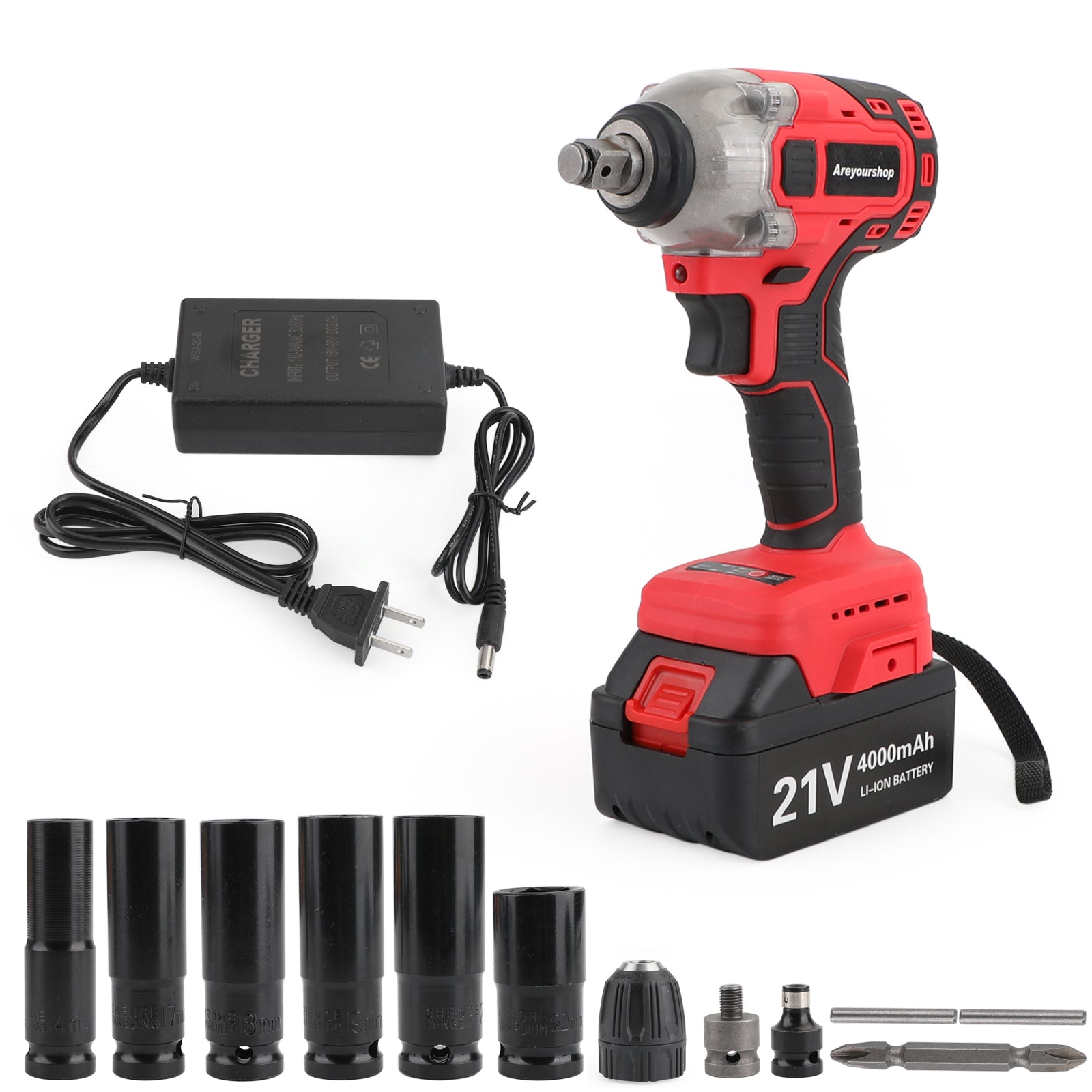 1/2 Inch 21V Brushless Impact Wrench - High Torque Electric Ratchet Gun with Battery - Perfect for Automotive Repair, Construction & DIY Projects