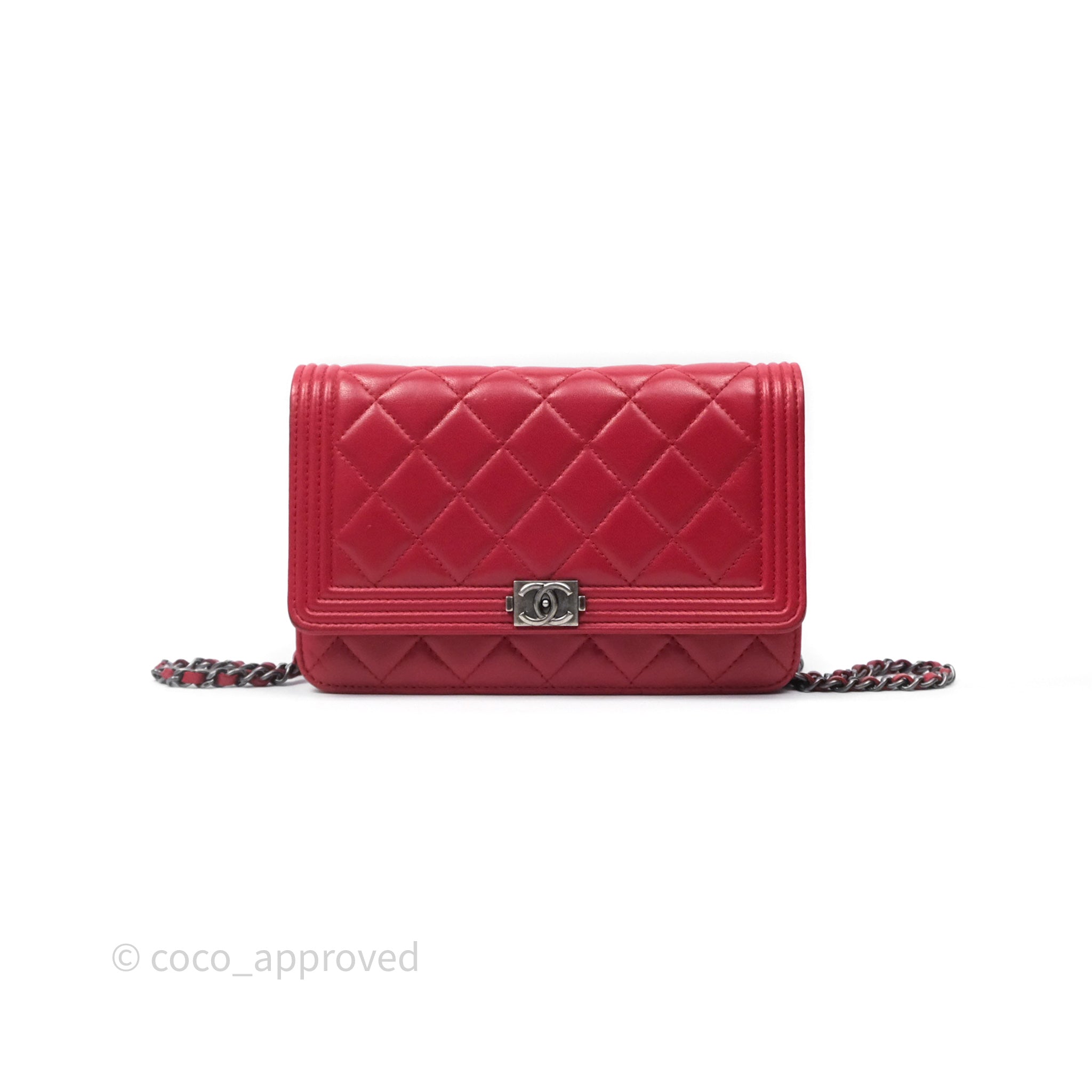 Chanel Boy Wallet on Chain WOC Red Lambskin Ruthenium Hardware - Luxury Crossbody Bag for Women, Perfect for Parties, Date Nights & Evening Events