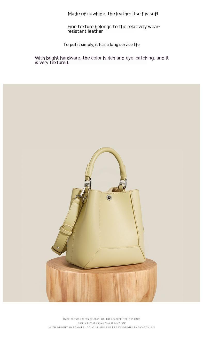 Genuine Leather Tote Bag for Women - Stylish Shoulder Bag & Crossbody Purse with Detachable Strap - Versatile Bucket Bag for Work, Travel & Everyday Use