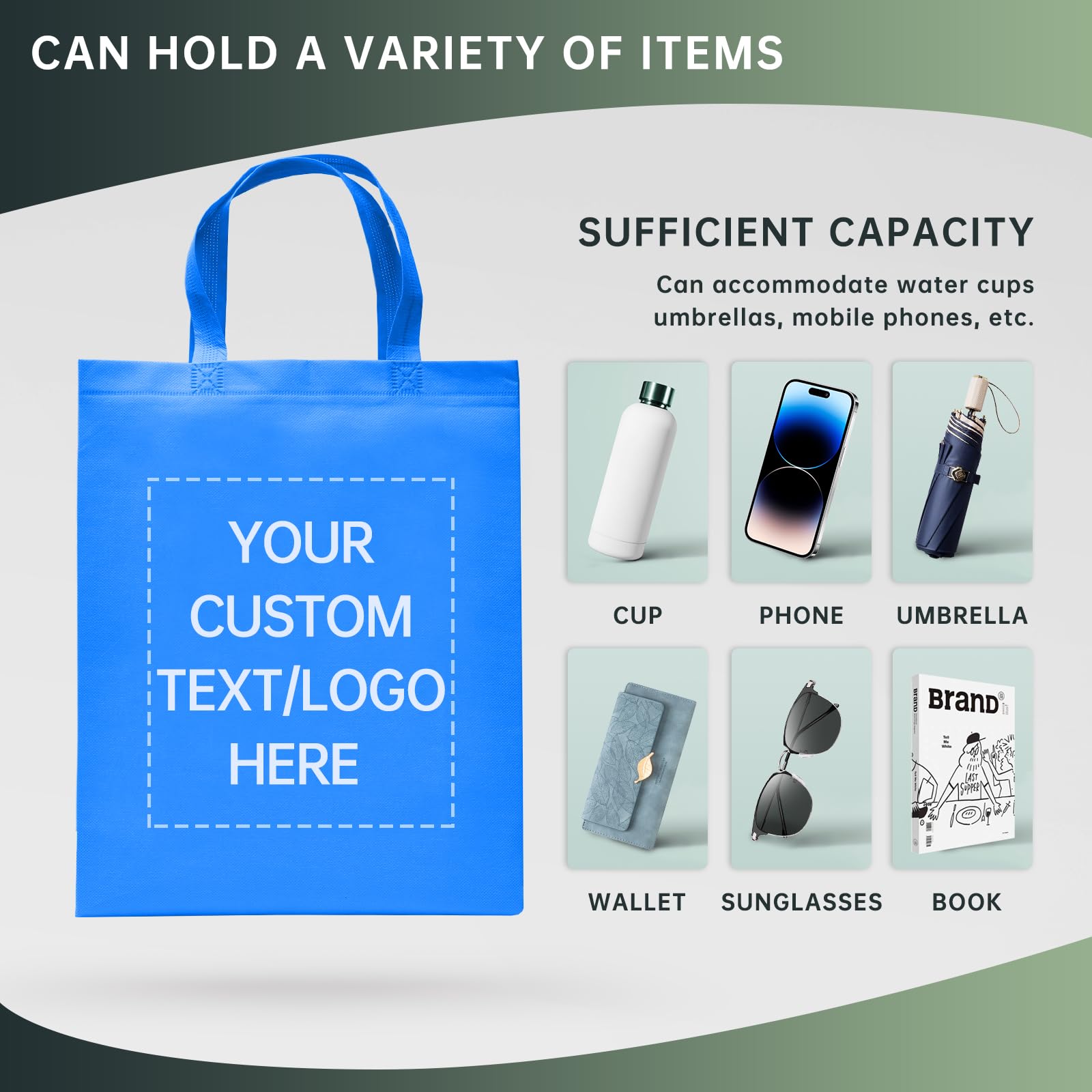 Customizable Tote Bags Bulk 100 Pack - Eco-Friendly Reusable Shopping Bags for Business Promotions, Retail Stores, Events & Parties - Perfect for Advertising, Giveaways & Everyday Use