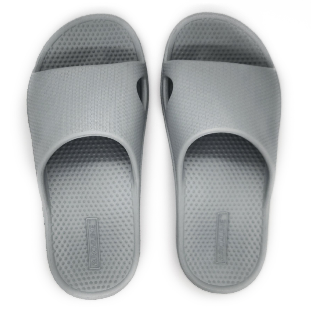 Archline Rebound Orthotic Slides for Plantar Fasciitis Relief - Stone Grey - Comfortable Recovery Sandals for Men & Women - Perfect for Post-Surgery, Home & Outdoor Use