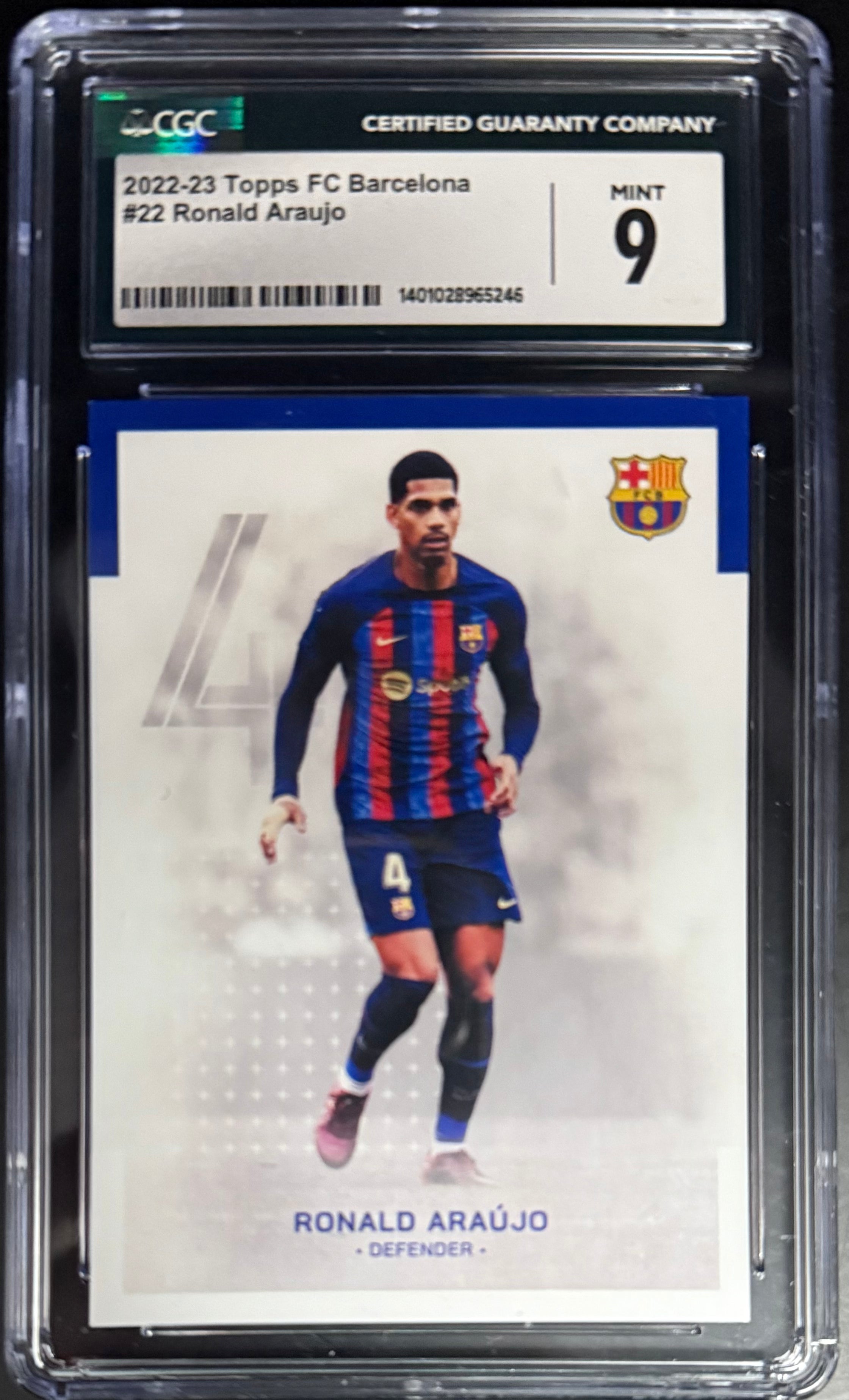 2022-23 Topps FC Barcelona Ronald Araujo #22 Base Card - CGC Graded 9 - Perfect for Soccer Collectors & FC Barcelona Fans