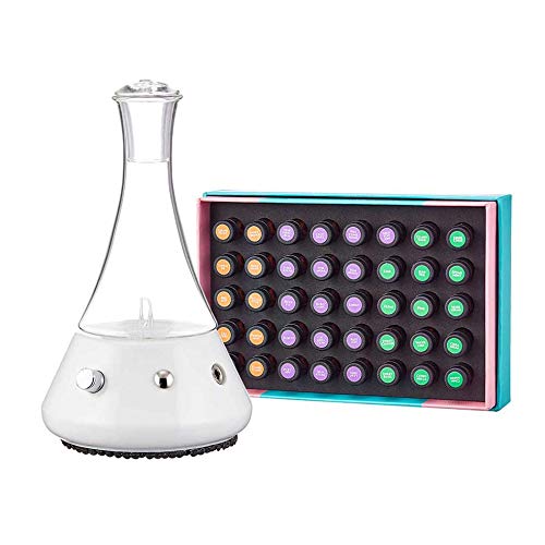 Organic Aromas Intrepid Explorer Nebulizing Diffuser Kit with 40 Pure Essential Oils - White Aromatherapy Set for Home, Office & Spa Relaxation
