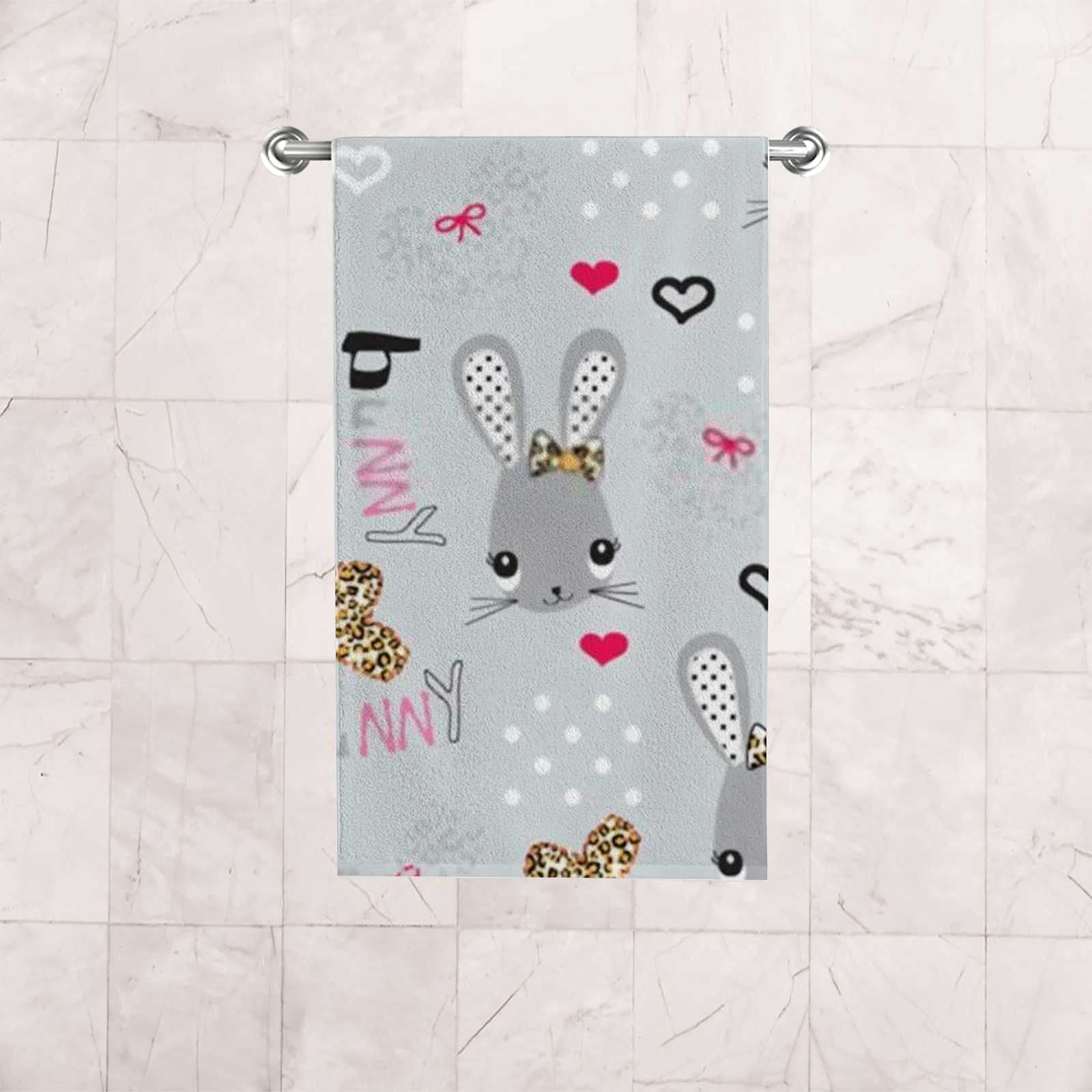 Soft Absorbent Cartoon Bunny Kids Microfiber Towel Set - 2 Pack 15