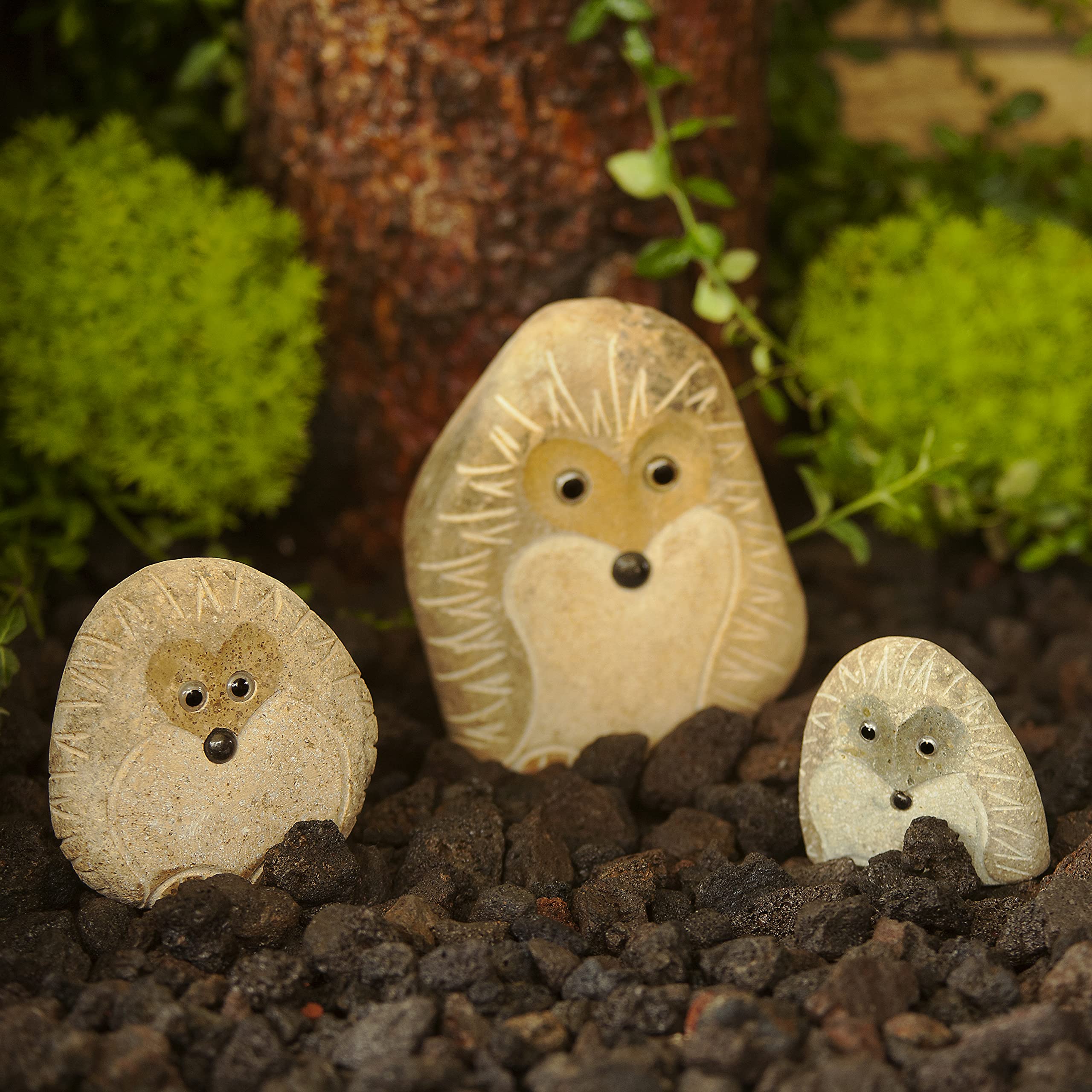 Small 3 Standing Hedgehog Family Pack - Cute Home Decor for Shelf Display, Nursery Room & Garden Decorations