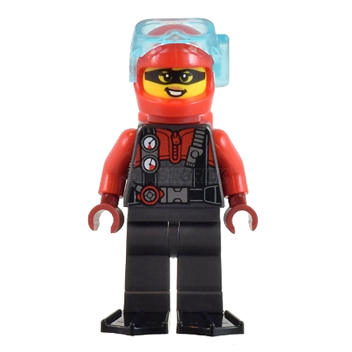 **LEGO Minifigure - Female Diver Betsy Bass with Black Flippers & Red Helmet | Collectible Toy for Kids & Adults | Perfect for Underwater Adventure Play & LEGO City Sets**
