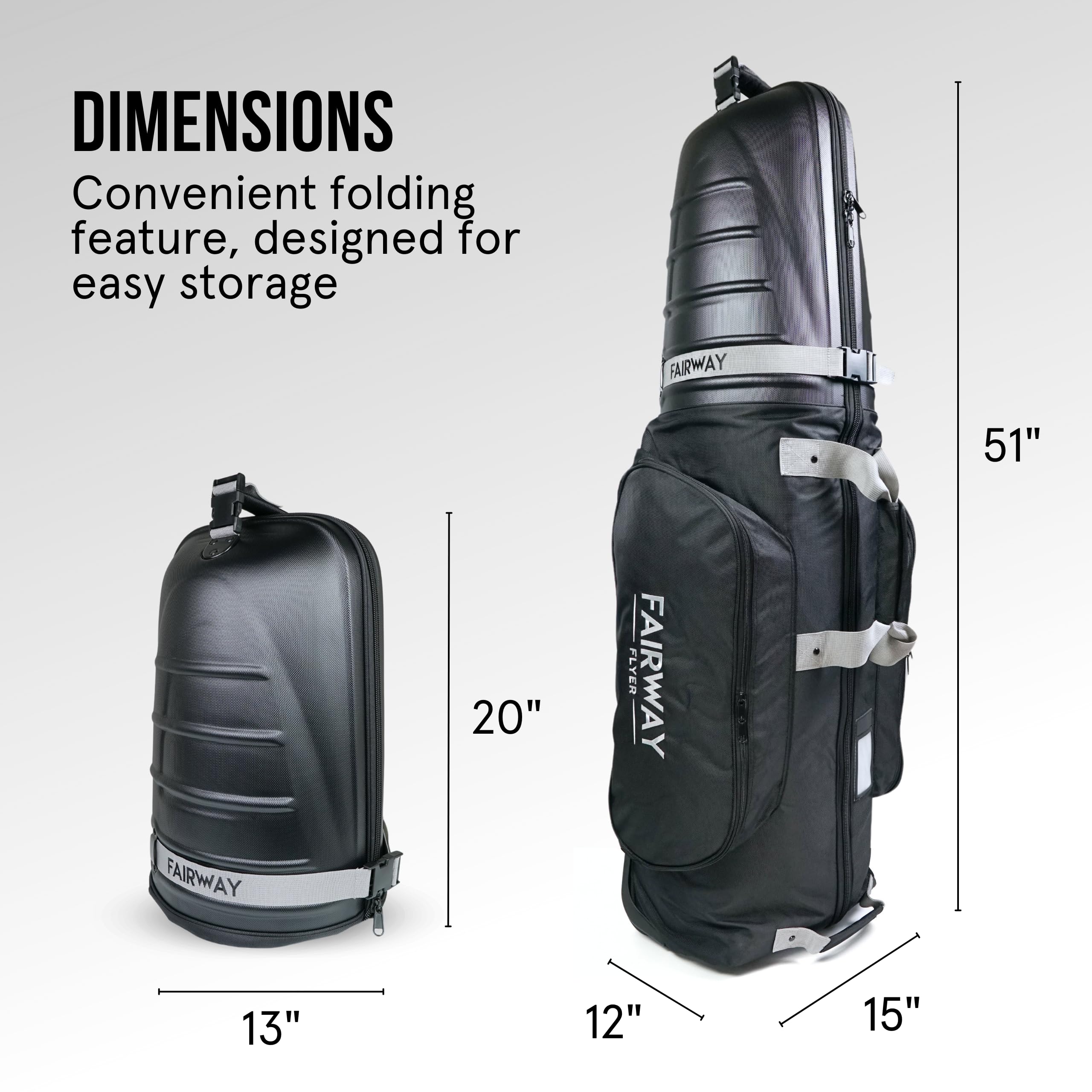 Premium Hard Shell Golf Travel Bag with Wheels - Foldable Airline Approved Golf Club Carrier - Durable & Easy to Maneuver with Dual Zippers & Storage Pockets - Universal Size for All Golf Clubs - Perfect for Air Travel & Golf Vacations