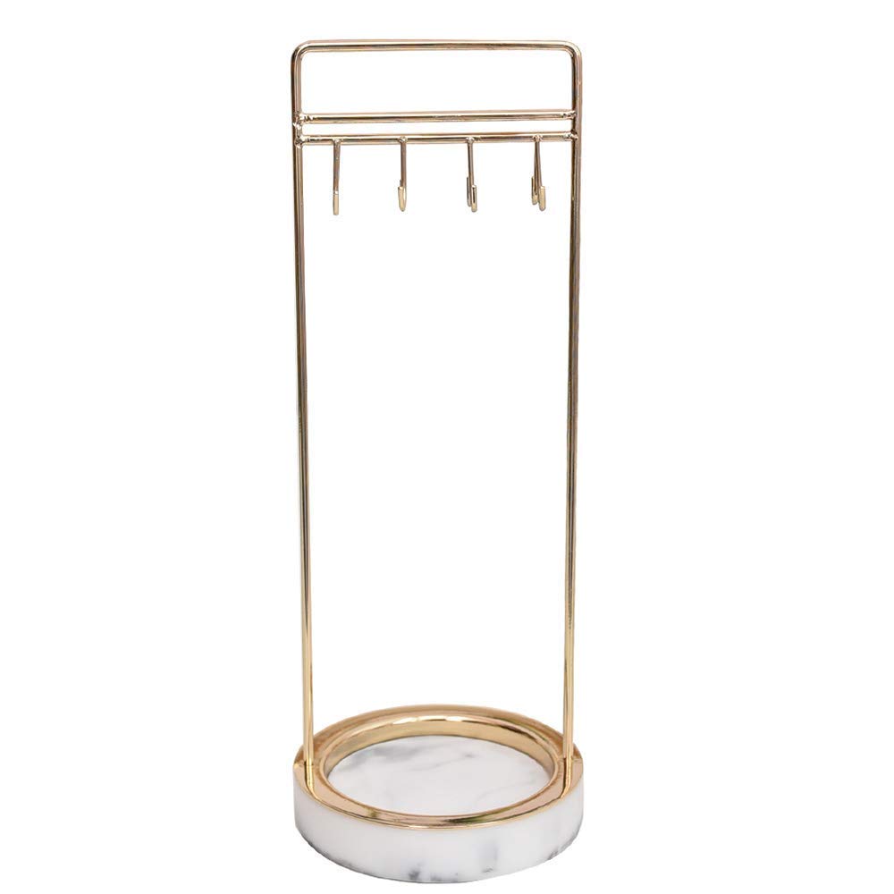 WYJW Jewelry Stand Holder - Hanging Jewelry Organizer with Rings Tray for Necklaces, Bracelets, Earrings & Rings | Elegant Jewelry Display Tree for Bedroom, Bathroom & Vanity Organization