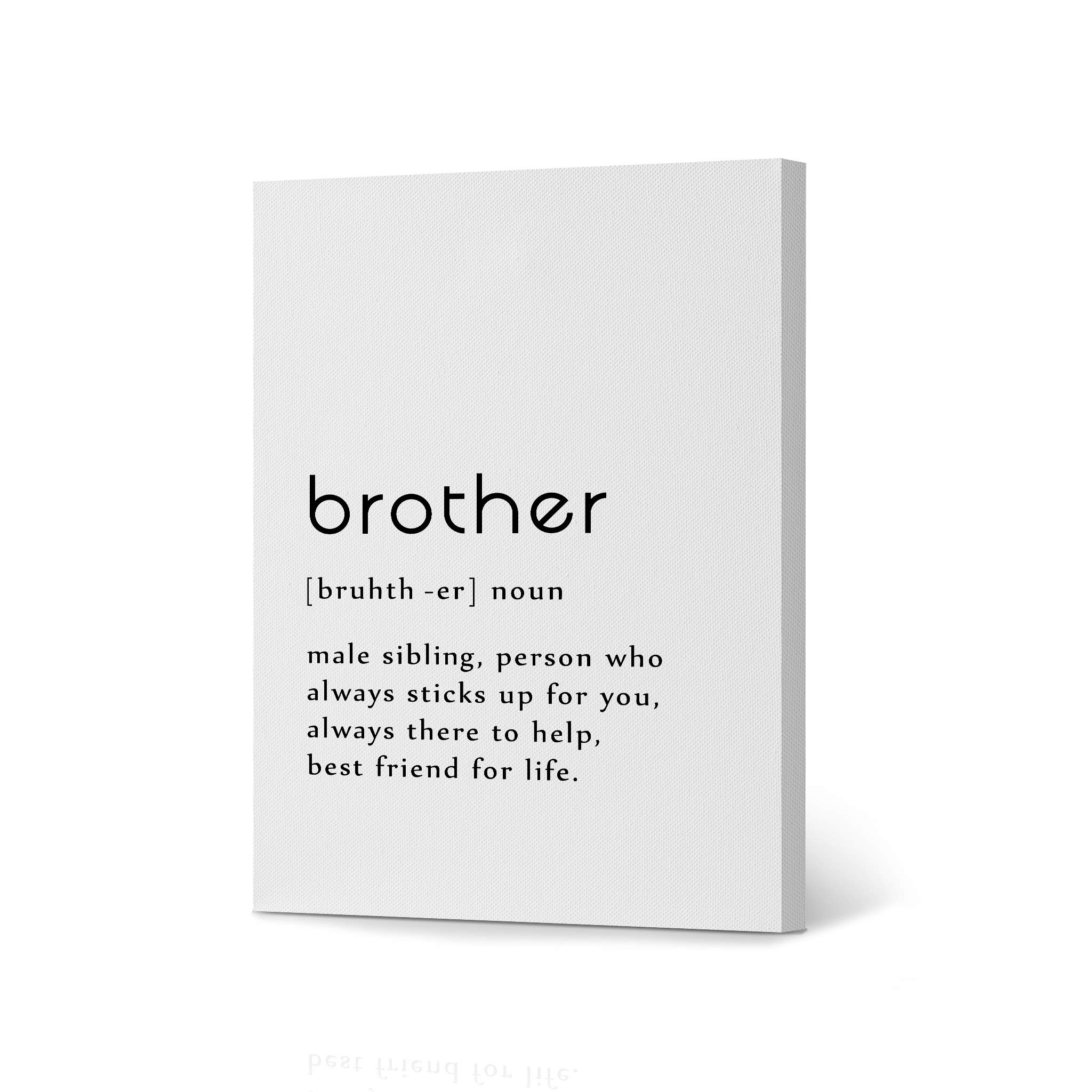 HB Art Design Noun Dictionary Brother Definition Canvas Print Wall Art - Funny Quote Sign for Office, Farmhouse, Bathroom, Kitchen, Bedroom & Living Room Decor - Ready to Hang 40x30 Inches - Perfect Gift for Siblings & Friends