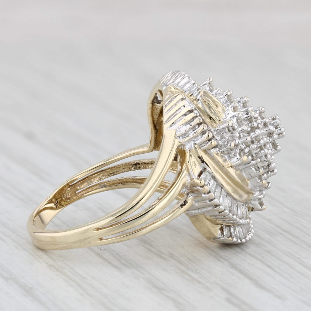 0.50ctw Diamond Cluster Swirl Ring 10k Yellow Gold Size 7 - Elegant Cocktail Ring for Women, Perfect for Parties, Weddings & Special Occasions