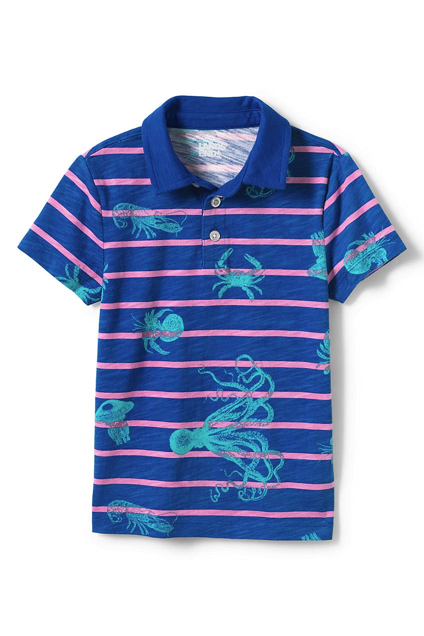 Lands' End Boys Husky Pattern Slub Polo Shirt - Comfortable & Stylish Cotton Blend for Casual Wear, School & Outdoor Activities
