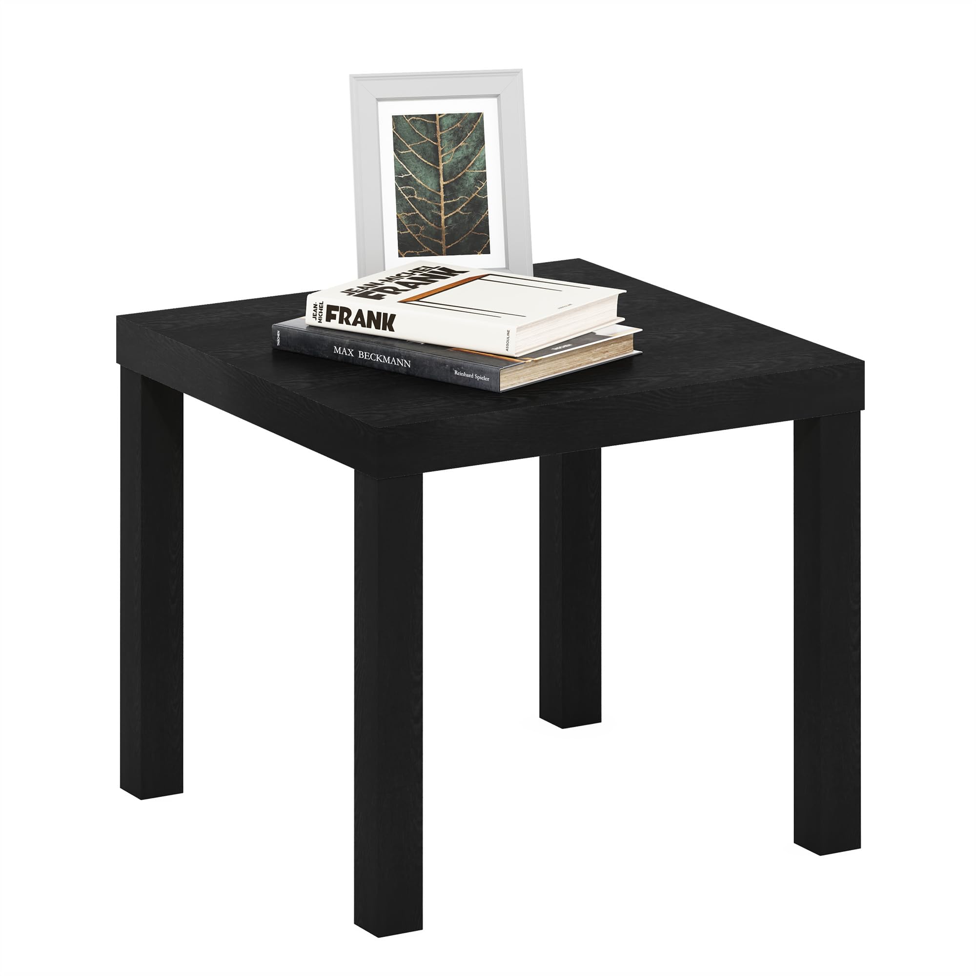 Furinno Classic Homey Square Parsons Side End Table - Black, 1-Pack | Compact Nightstand for Small Spaces, Living Room Accent Table, Bedside End Table for Apartment & Dorm Decor