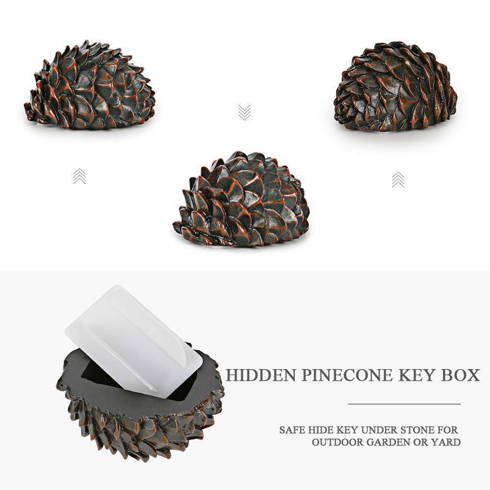 AIYMO Pinecone Hide Keys Box - Outdoor Garden Security Stash Storage Case for Spare Keys | Waterproof Hidden Key Holder for House, Shed, RV & Vacation Homes | Perfect for Key Storage in Backyard, Patio or Camping