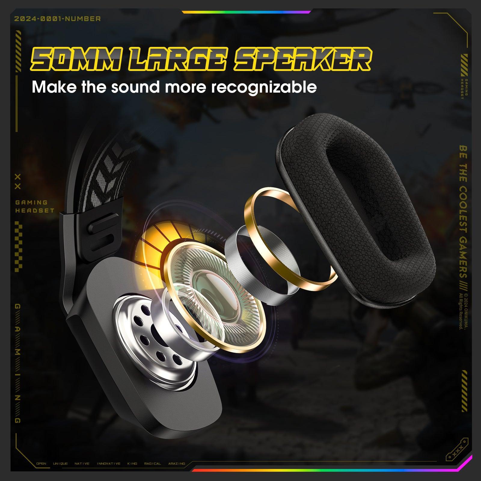 ONIKUMA X13 RGB Gaming Headset with 50mm Drivers & 120° Adjustable Mic - Noise Cancelling Over-Ear Headphones for PC, PS4, Xbox, Switch (Multiple Color Options) - Perfect for Gaming, Streaming & Online Classes