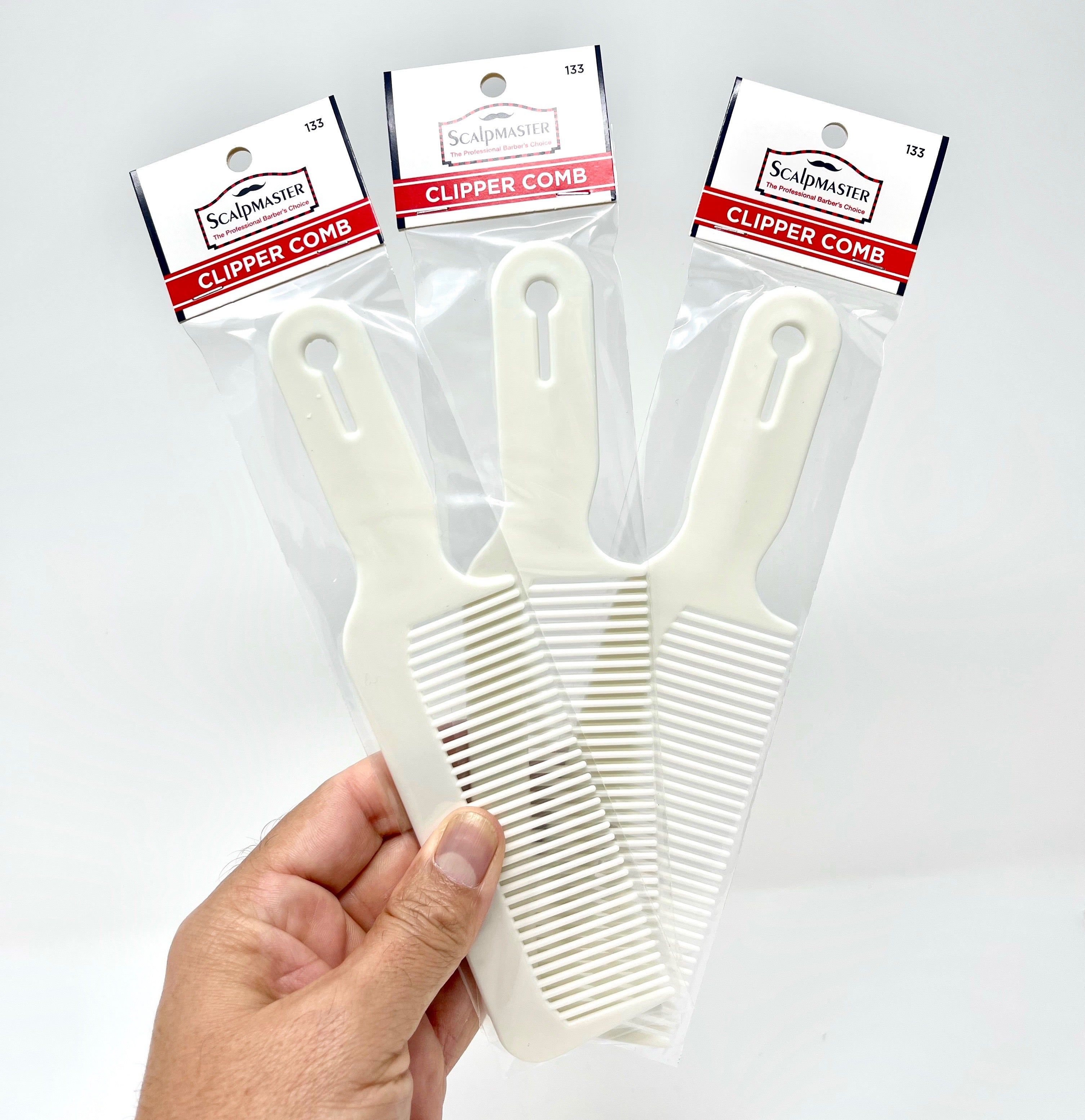 Professional Scalpmaster Clipper Comb Set - 3-Piece Large Blending & Cutting Combs for Barbers (White) | Perfect for Fade, Taper & Texture Haircuts
