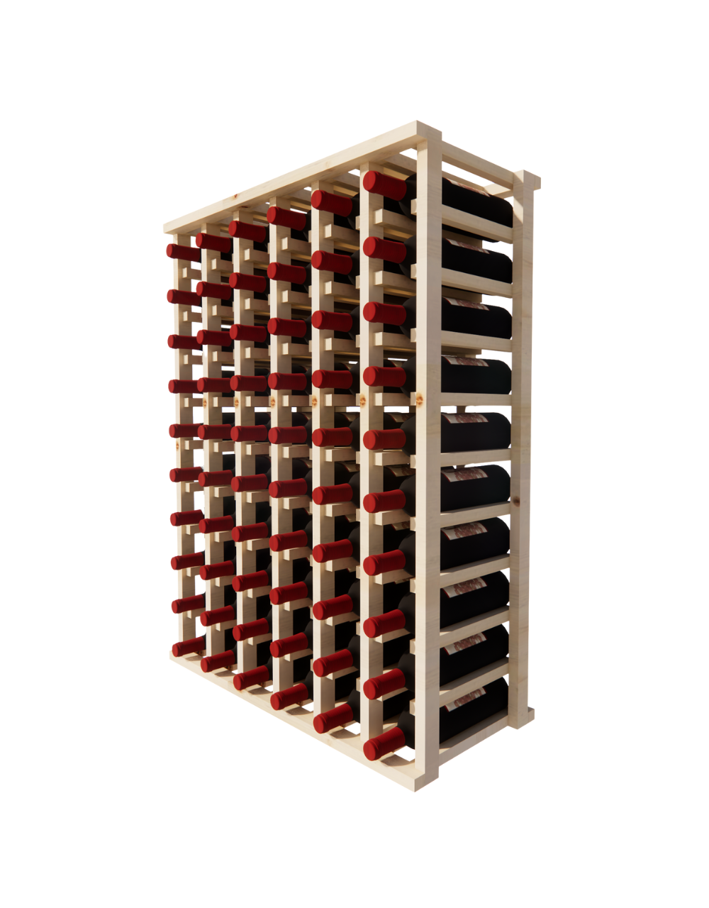 6-Tier Pine Wood Wine Rack - Wall Mounted Wine Storage Organizer for Kitchen, Dining Room or Home Bar Decor