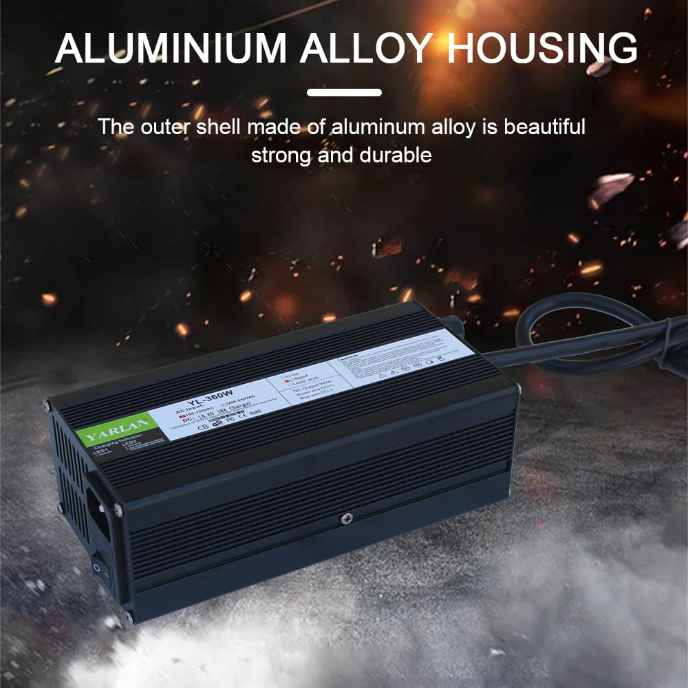 14.6V 20A LiFePO4 Battery Charger for 4S 12.8V/14.4V Lithium Iron Phosphate Batteries - Smart Fast Charging with LED Display - Perfect for Solar Power Systems, Electric Vehicles, and Marine Applications