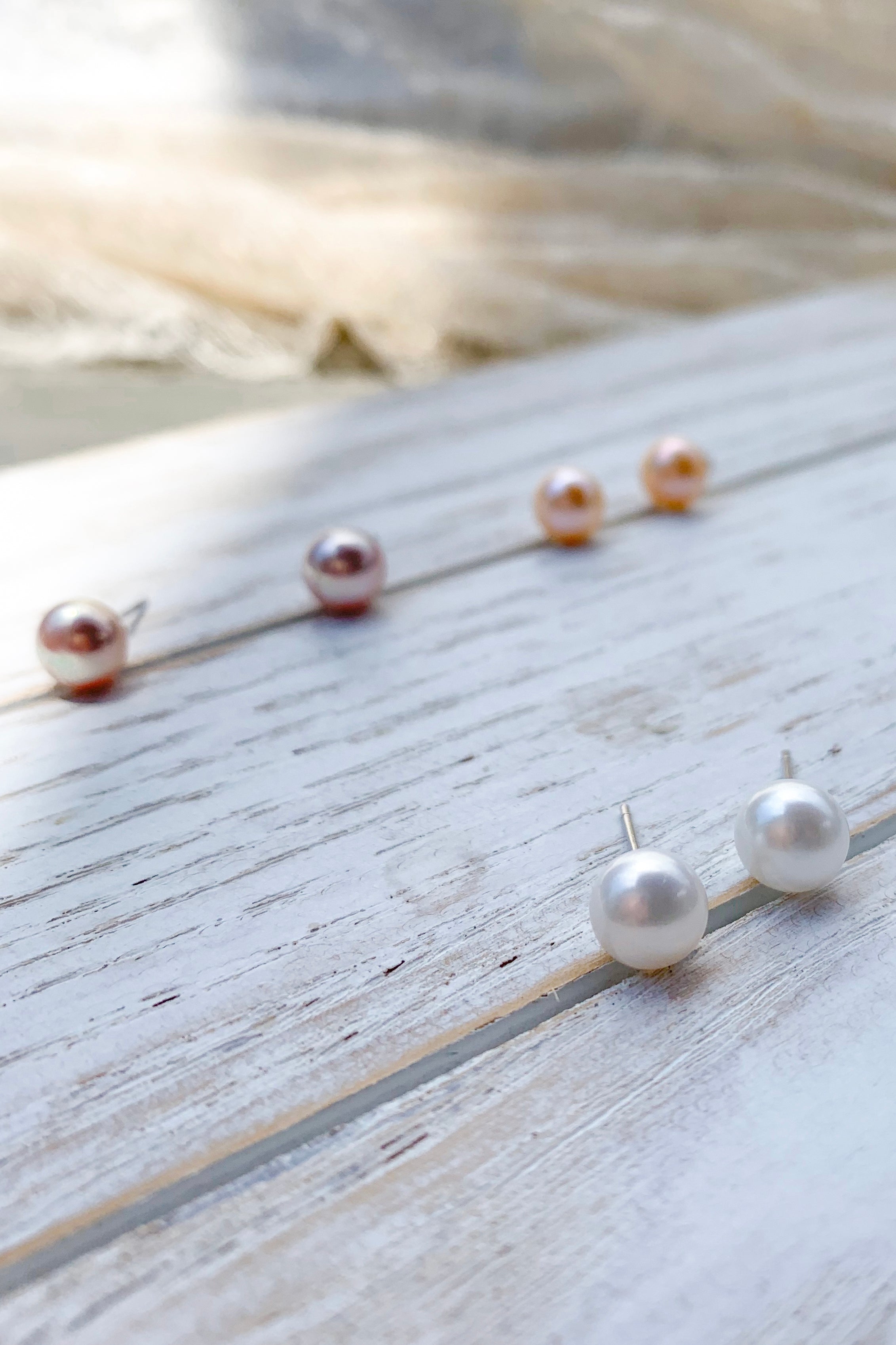 7mm Freshwater Pearl Stud Earrings for Women - Classic Round White Pearl Earrings - Bridal Party Gifts, Wedding Jewelry, Anniversary Present, Birthday Gift for Her