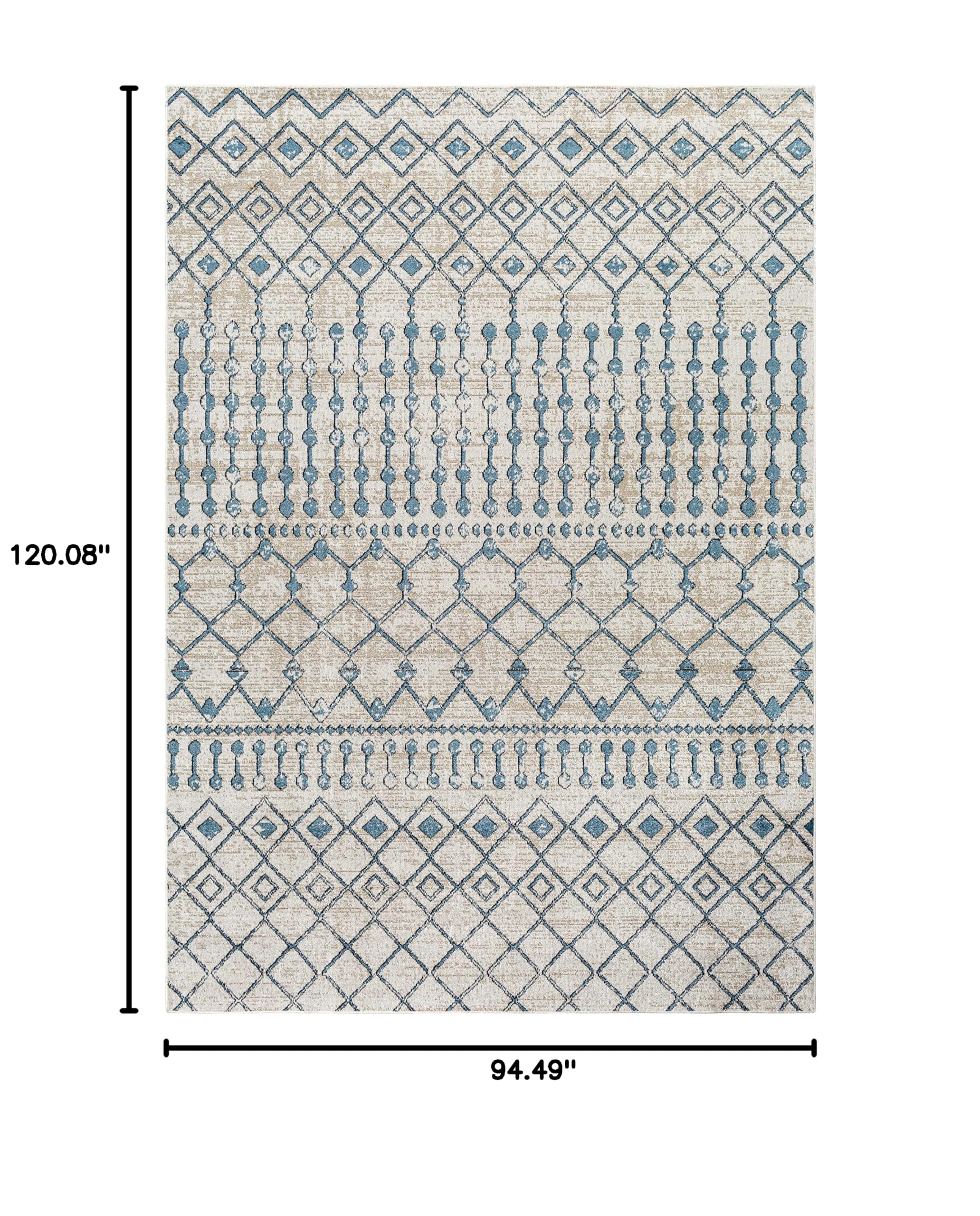Hauteloom Cabognon Machine Washable Area Rug - Blue & Beige 7'10
