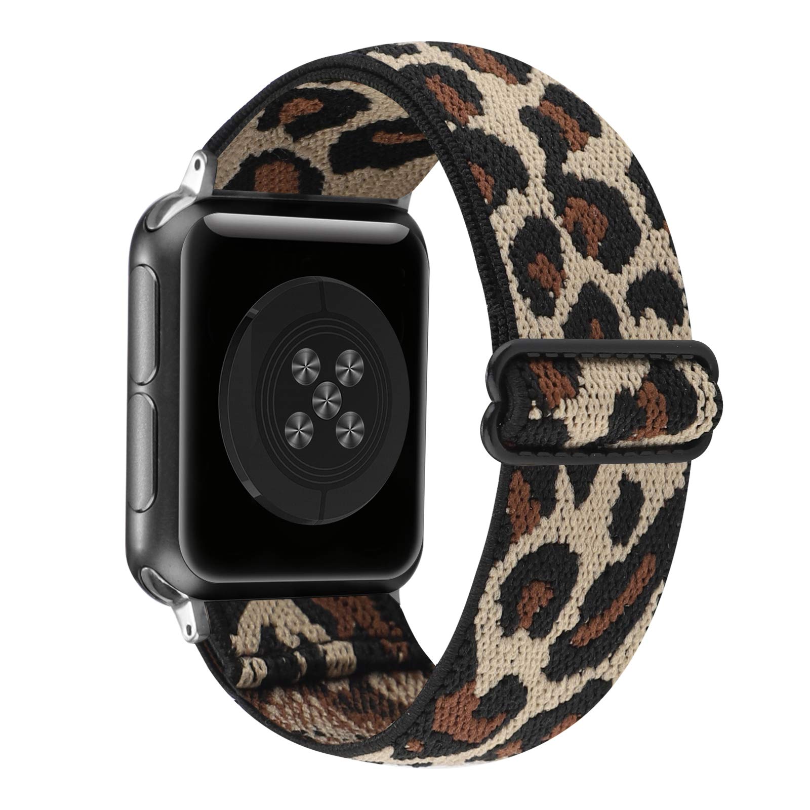 Adjustable Stretchy Solo Loop Nylon Strap for Apple Watch 38mm 40mm 41mm 42mm 44mm 45mm - Compatible with iWatch Series SE/7/6/5/4/3/2/1 - Soft Elastic Sport Band for Running, Workout & Everyday Wear