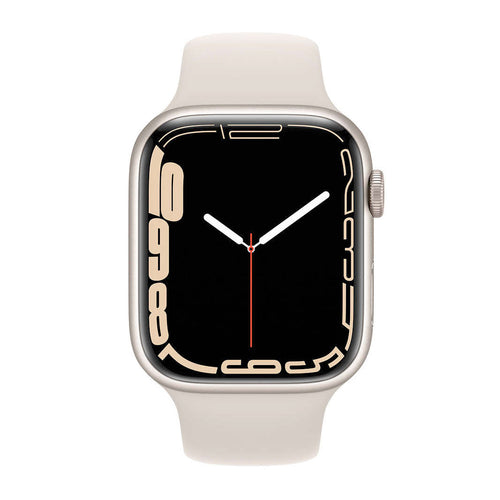 Apple Watch Series 7 (GPS) 45mm Starlight Aluminum Case with Starlight Sport Band - Smart Fitness Tracker, Heart Rate Monitor & Waterproof Smartwatch for Running, Swimming & Daily Activity Tracking (MKN63LL)