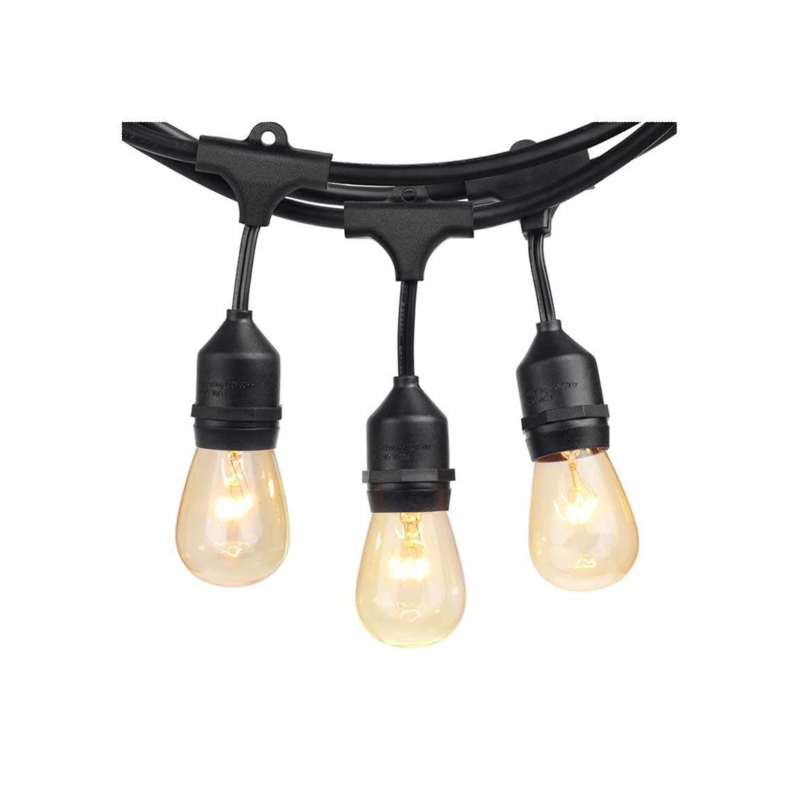 SUNTHIN 48FT Outdoor String Lights with 15 Dimmable 11W Edison Vintage Bulbs - Commercial Grade Weatherproof Hanging Lights for Patio, Garden, Backyard, Porch, Deck, Pergola | Perfect for Outdoor Parties, Weddings, Restaurants and Cafe Decor