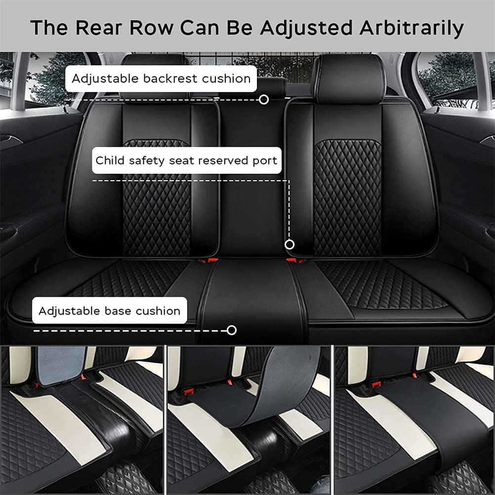 Premium PU Leather Front & Rear Seat Covers with Headrest Backrest Cushions for Volvo XC40 2018-2021 - Comfortable, Stylish Black Car Seat Protectors for Daily Commute & Road Trips