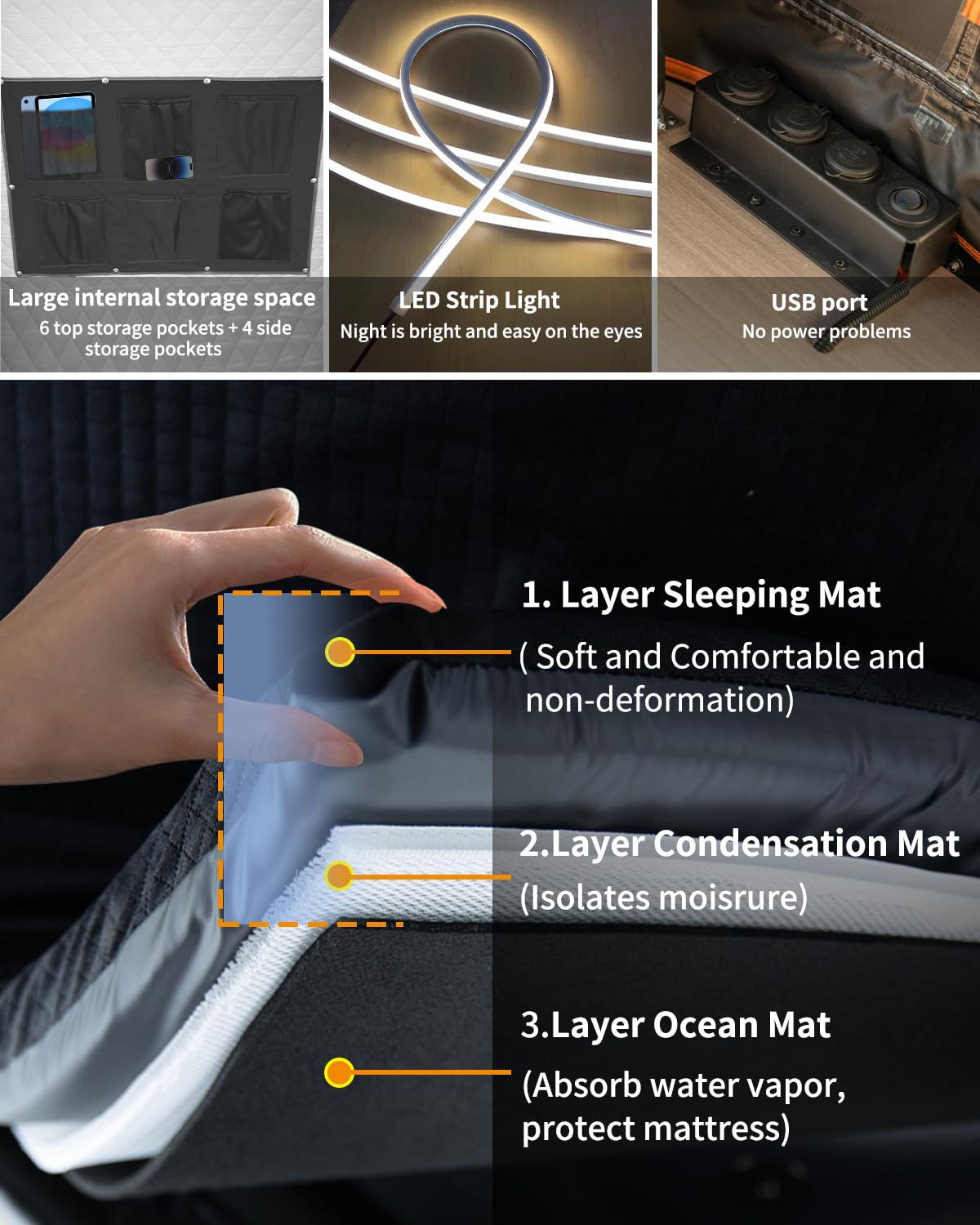 Naturnest Polaris Plus Hard Shell Rooftop Tent - Waterproof Triangular Pop-Up Car Tent with Luggage Rack for Van, SUV & Truck | Perfect for Outdoor Camping, Overlanding & Road Trips