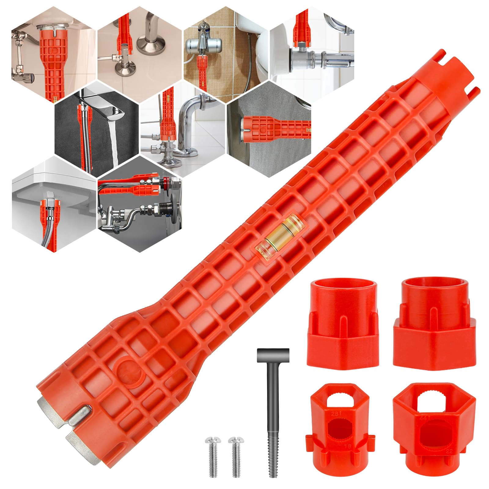 14-in-1 Multi-Functional Plumbing Wrench Tool for Faucet & Sink Installation - Basin Wrench, Pipe & Tub Drain Removal Nut Wrench (One Way) - Perfect for DIY Home Repairs, Professional Plumbing & Bathroom Renovations