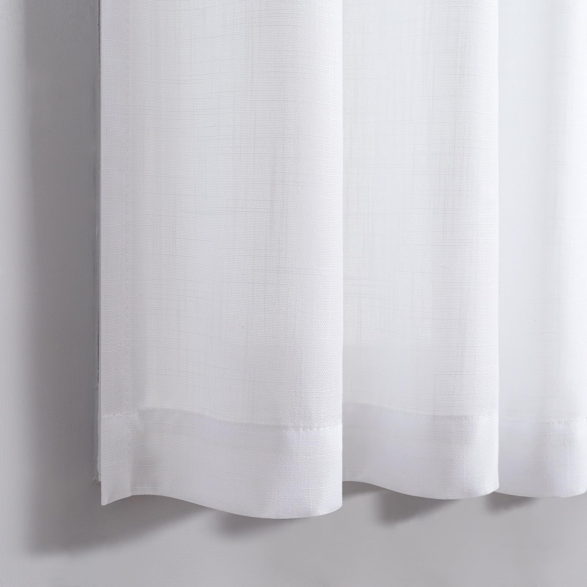 DANCURTON White Semi-Sheer Linen Cafe Curtains - 30 Inch Length, 2 Panels Set with Back Tab Pocket - Perfect for Kitchen Window Over Sink, Small Bathroom, Bedroom & Living Room - Elegant Window Treatment for Casual Dining Areas & Cozy Home Decor