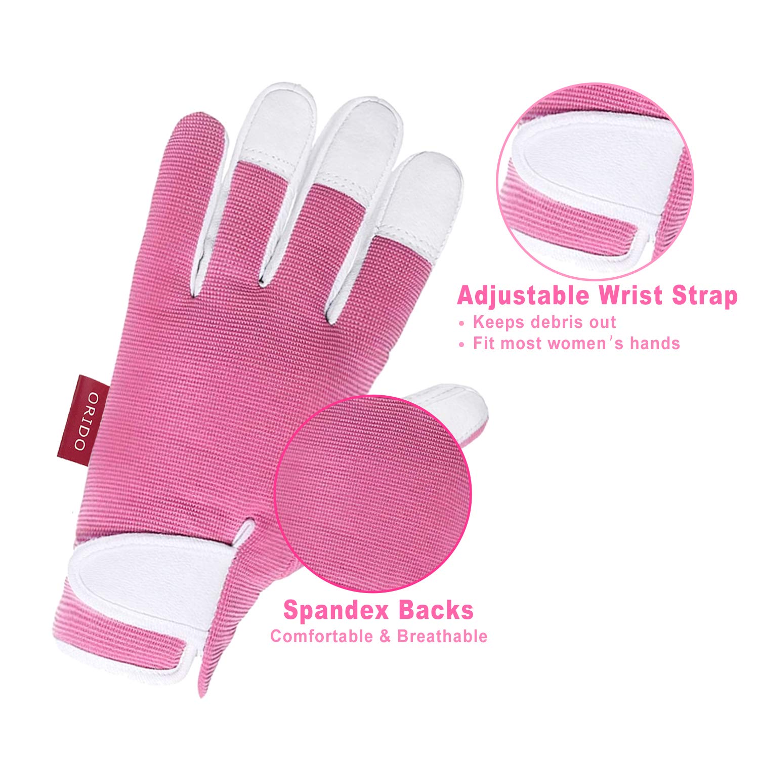 Women's Leather Gardening Gloves - Durable Work Gloves for Yard Work, Weeding, Digging & Pruning - Perfect for Outdoor Gardening & Landscaping