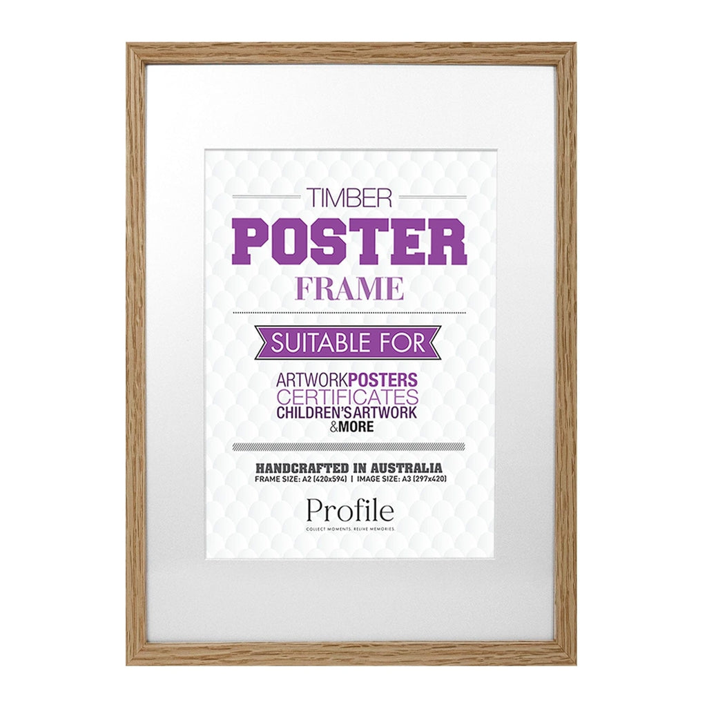 Natural Oak A2 Picture Frame - Handcrafted Wooden Photo Frame for A3 Images - Perfect for Wall Decor, Home Office, and Gallery Displays