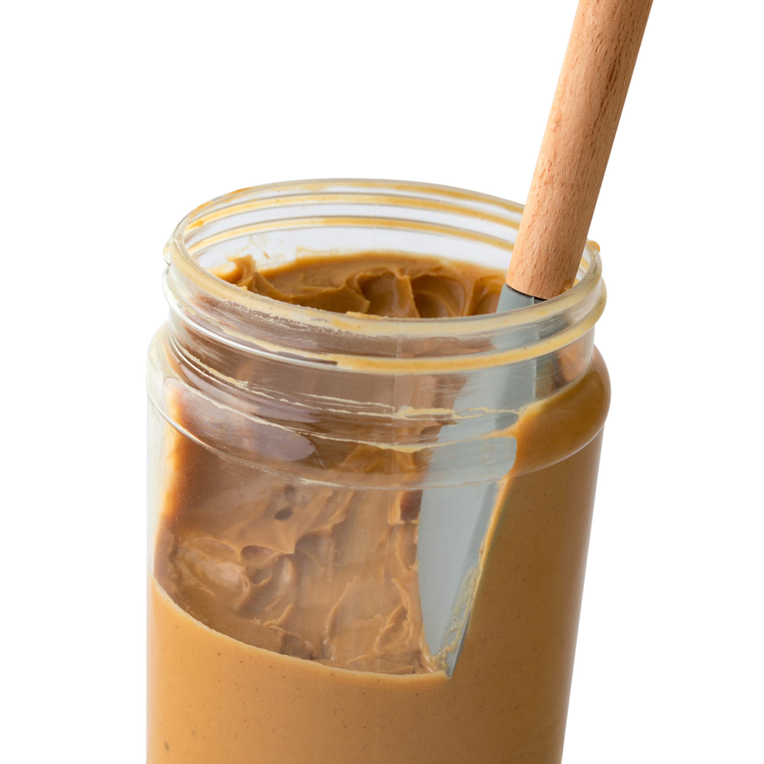 **Peanut Butter Spoon - Wooden Handle Jar Scraper, BPA-Free & Food Safe Spatula for Nut Butters, Jams, Honey - Perfect for Scooping, Spreading & Cleaning Jars (Kitchen, Baking, Camping, Snacks)**