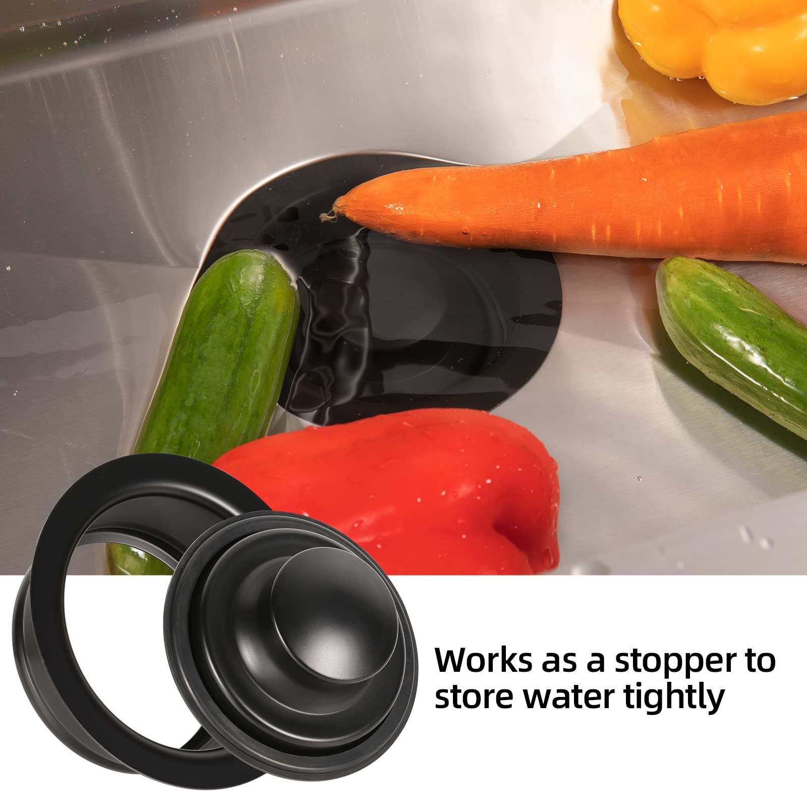 RQYEKDO Universal 3-1/2 Inch Stainless Steel Sink Baffle Kit - Garbage Disposal Flange Stopper & Collar Replacement for Standard Kitchen Sink Drain Hole (Black) | Durable, Leak-Proof Design for Easy DIY Installation in Home Kitchens