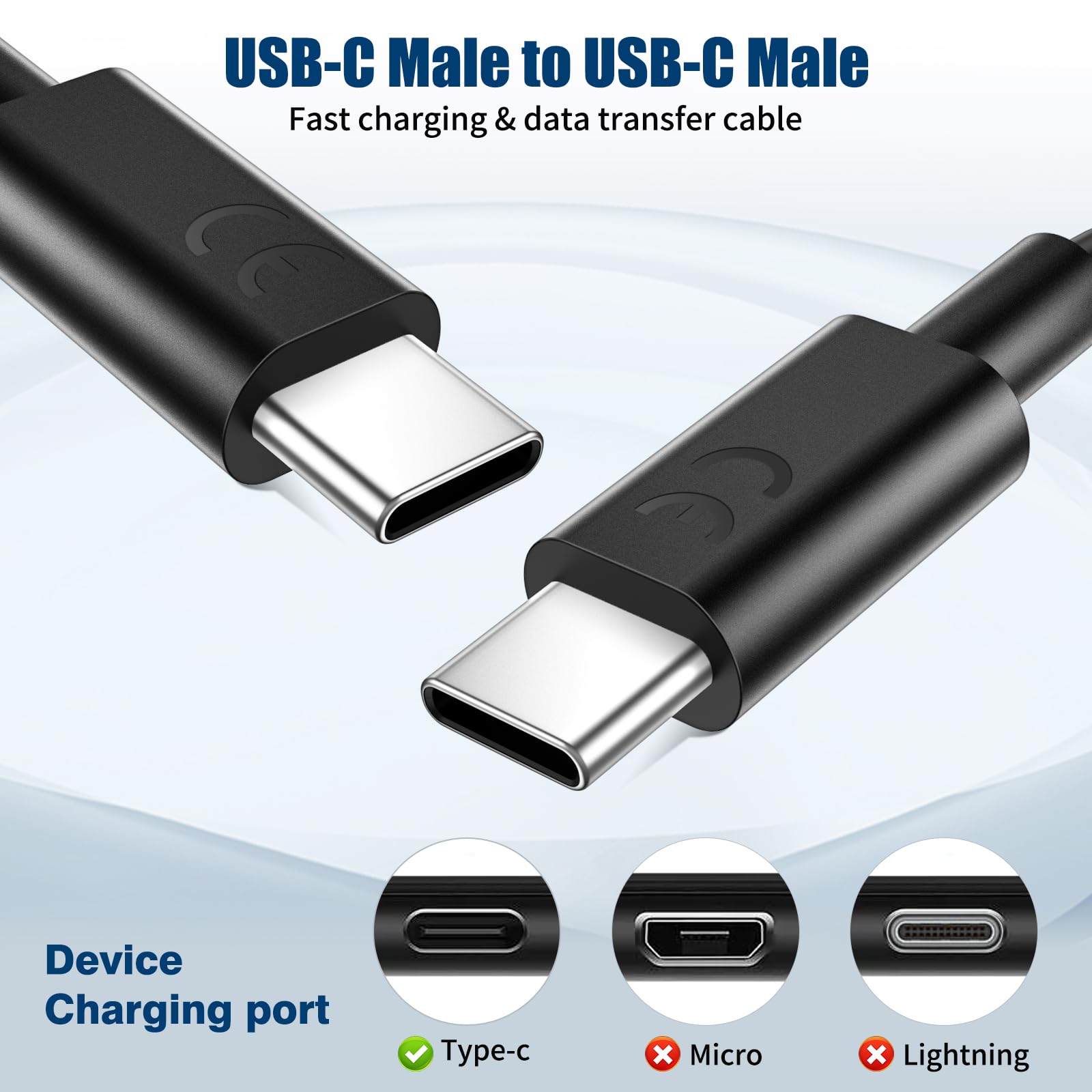 **COOYA 6.5A TurboPower USB C Cable 3.3ft - Fast Charging & Data Sync for Motorola Edge+/Edge 30/Razr 40 Ultra, iPhone 16, Moto G Stylus/Power/Play/Pure 5G (2-Pack) - Perfect for Home, Office & Travel**