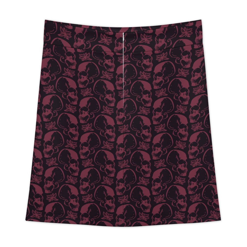 Gothic Purple Skulls Zipper Skirt for Women | Punk Rock Fashion | Perfect for Halloween, Concerts & Alternative Outfits