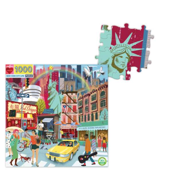 eeBoo 1000 Piece Jigsaw Puzzle - New York City Street Scene | Premium Quality Puzzle for Adults & Teens | Perfect for Family Game Night & Stress Relief