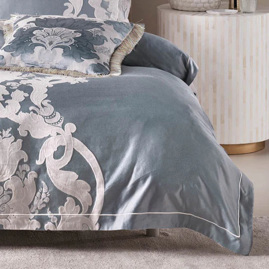 Premium Dionisia Blue Quilt Cover Set - 100% Cotton Luxury Bedding by GRACE Linen House - Perfect for Master Bedroom, Guest Room & Cozy Home Decor