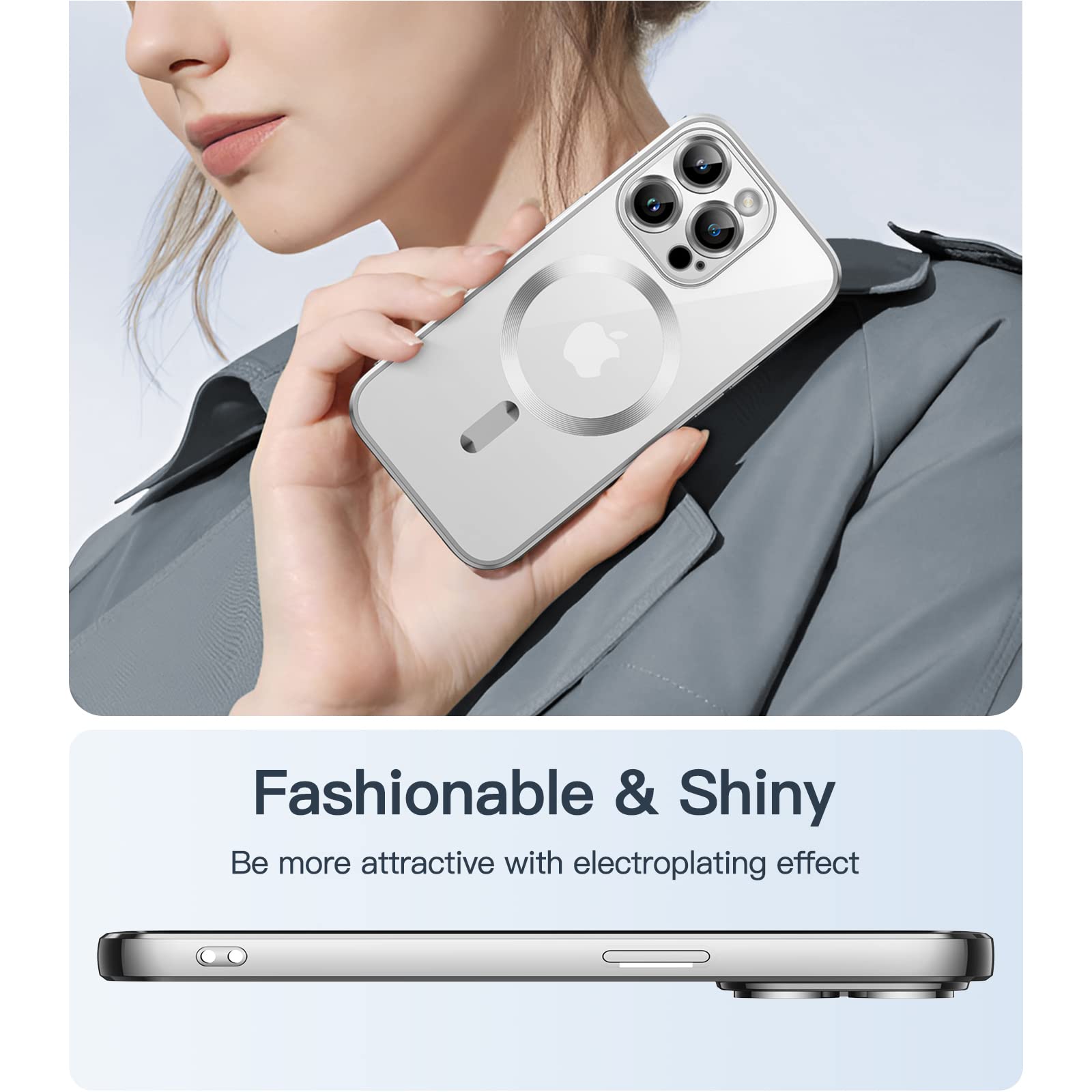 JETech Soft Clear Case for iPhone 14 Pro 6.1-Inch | MagSafe Compatible | Shockproof TPU Cover with Full Camera Protection | Silver | Perfect for Everyday Use, Wireless Charging & Drop Protection