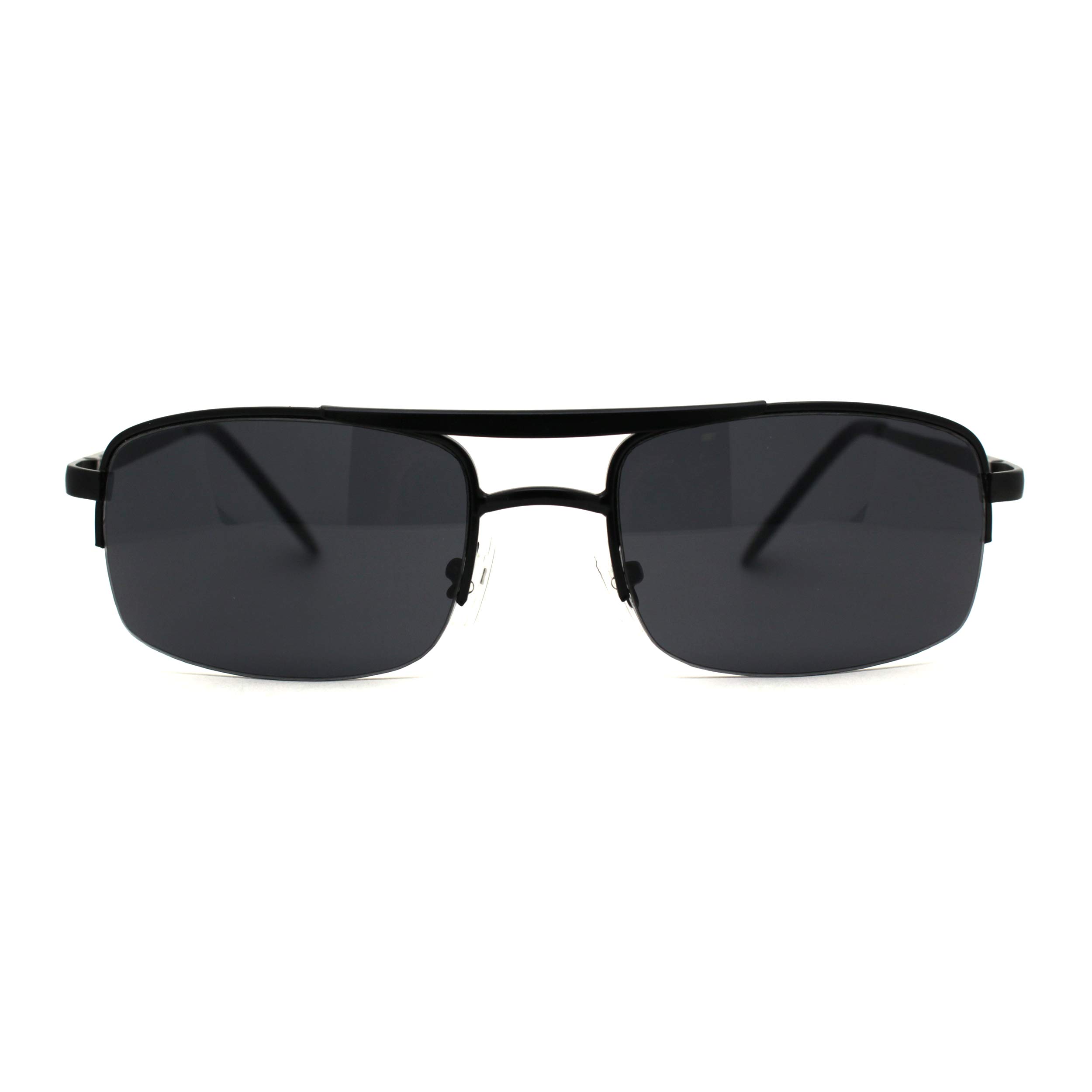 90s Retro Men's Sport Sunglasses - Metal Half Rim Spring Hinge Aviator Shades for Running, Driving & Outdoor Activities