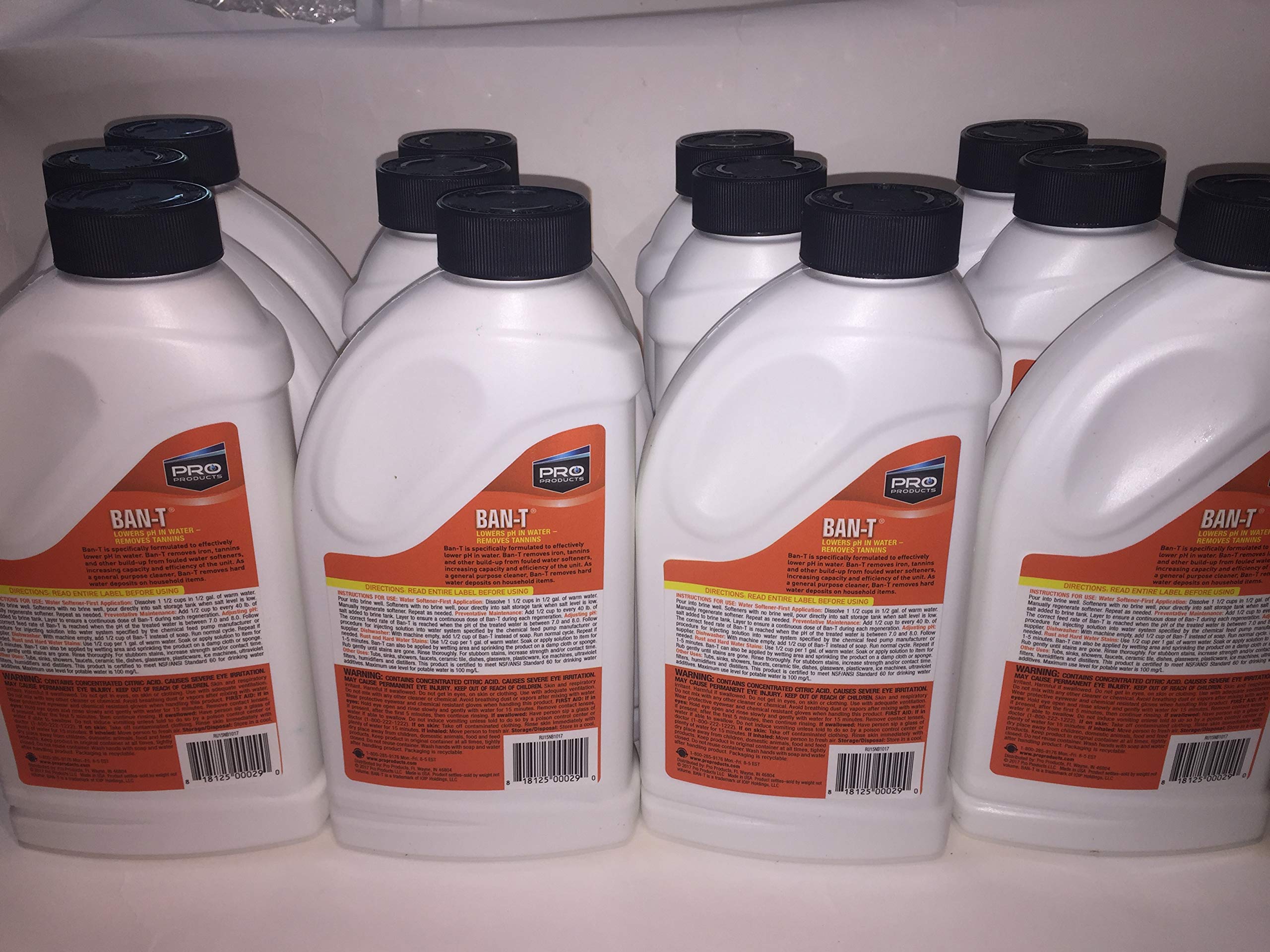 12-Pack Ban-T Citric Acid Water Softener - Iron Remover, Alkaline Neutralizer & Cleaner (1.5 lb Bottles) - Perfect for Laundry, Dishwashing & Household Cleaning